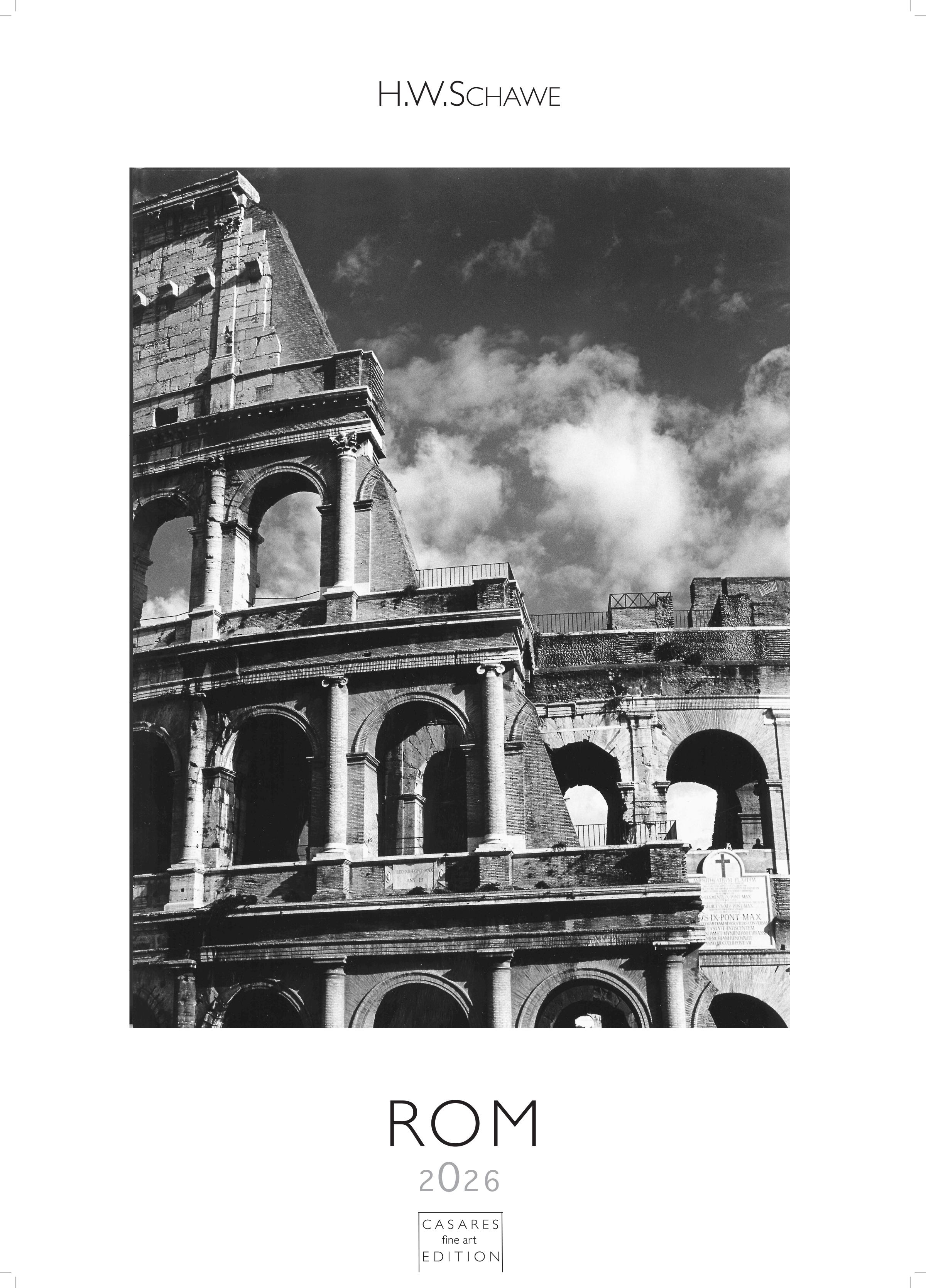 Vorderes Coverbild Rom schwarz-weiss Kalender 2026 - Wandkalender | Fotokalender Italien 59x42cm Grosses Format - . mit Historischen Motiven - Perfekt für Kunst, Architektur & Rom-Liebhaber