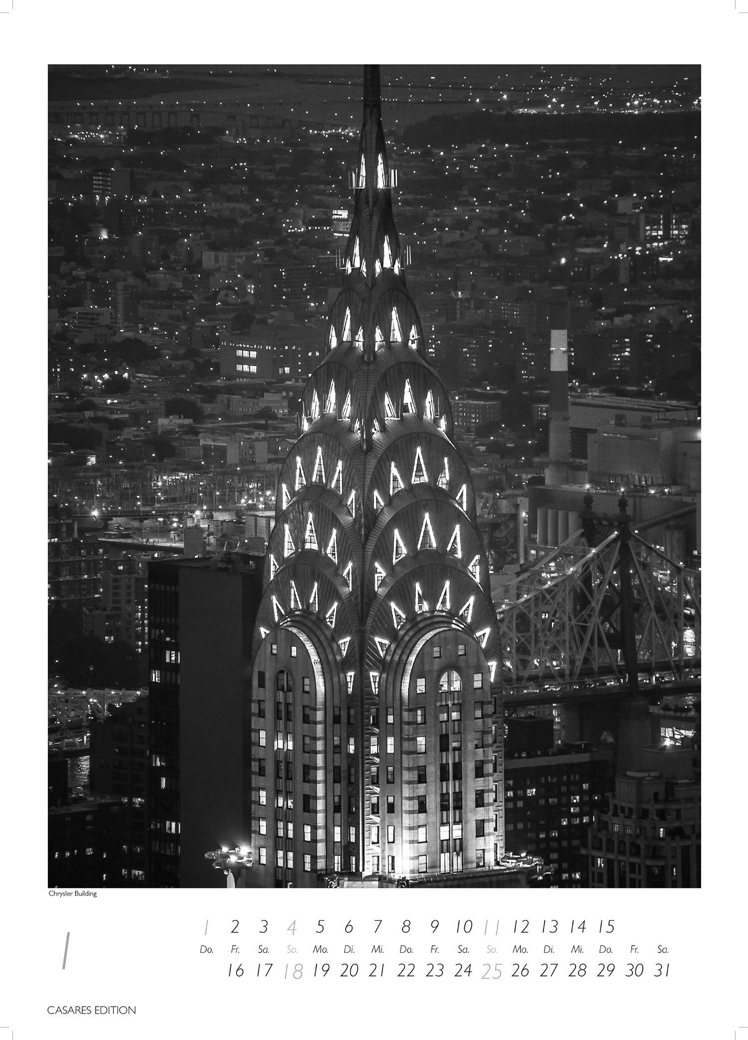 Beispielinhalt (Bild) New York schwarz-weiss Kalender 2026 - Wandkalender | Fotokalender Nordamerika S 29x21cm - Eleganter Schwarz-Weiß-Print mit beeindruckenden New York City Motiven