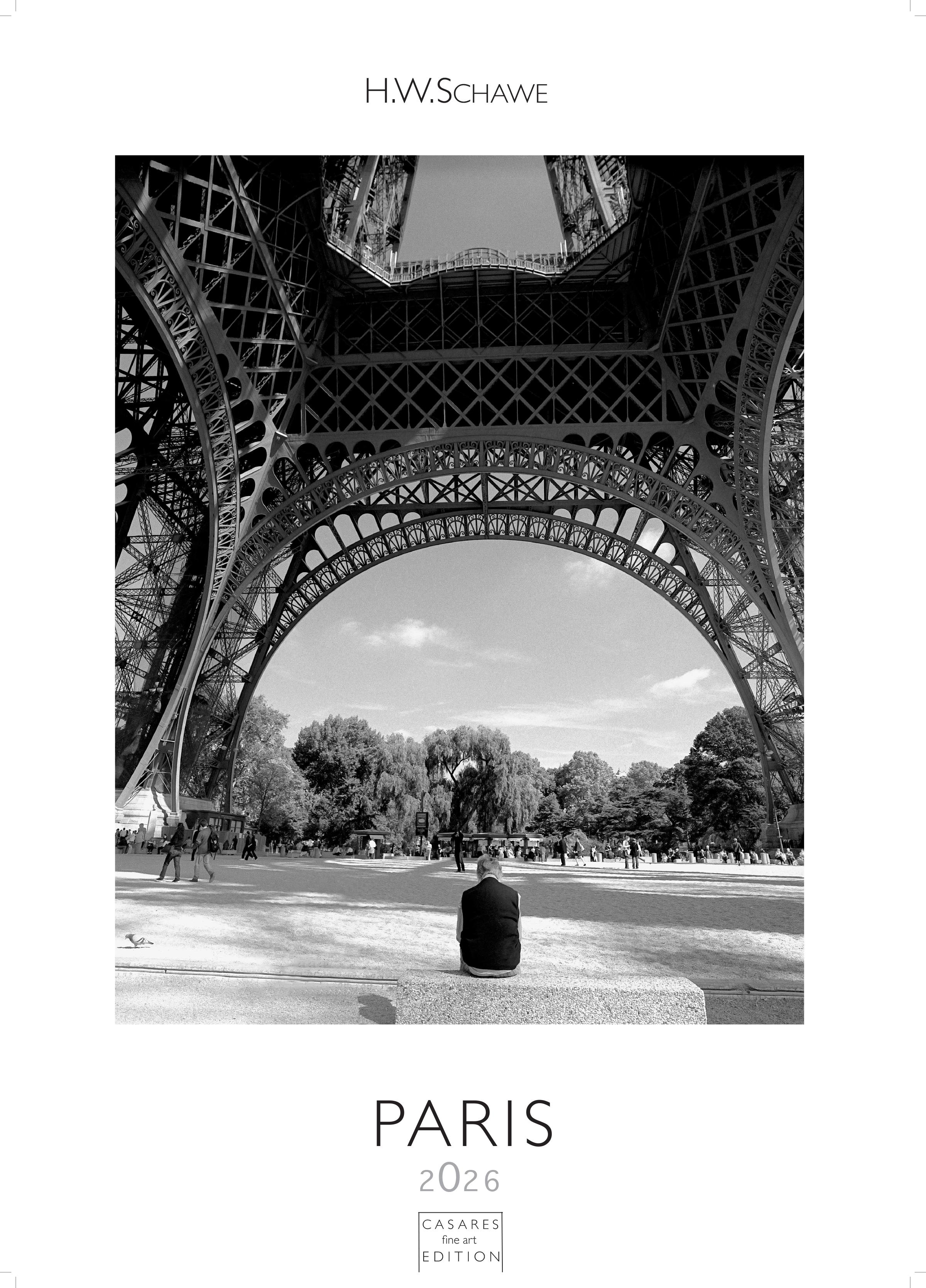 Vorderes Coverbild Paris schwarz-weiss Kalender 2026 - Wandkalender | Fotokalender Frankreich 29x21cm - Stilvoller Paris Schwarz-Weiß 2026 - - Ideal für Kunst- und Reisefreunde