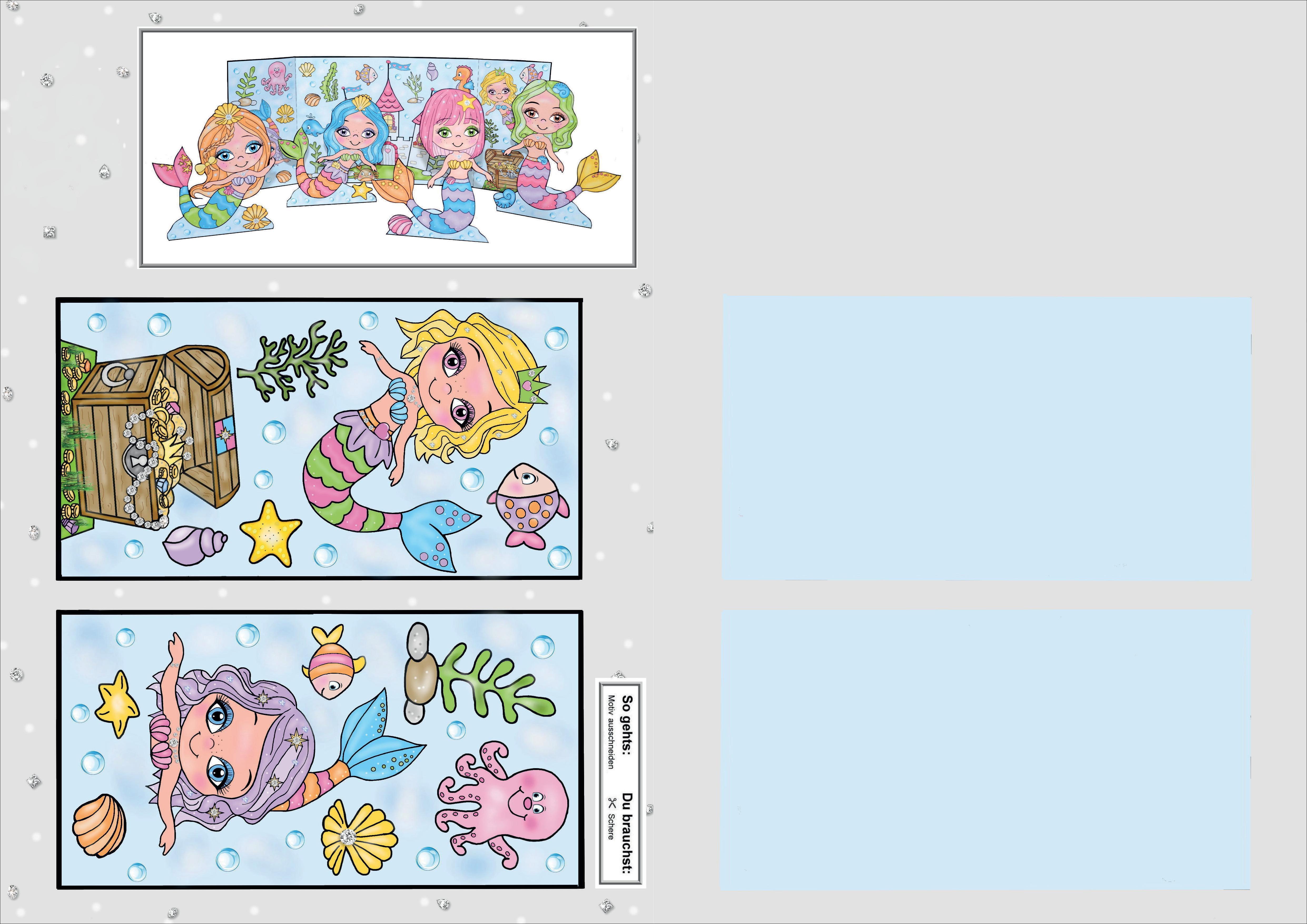 Beispielinhalt (Bild) Das Ausschneide-Bastelbuch - Magische Meerjungfrauen