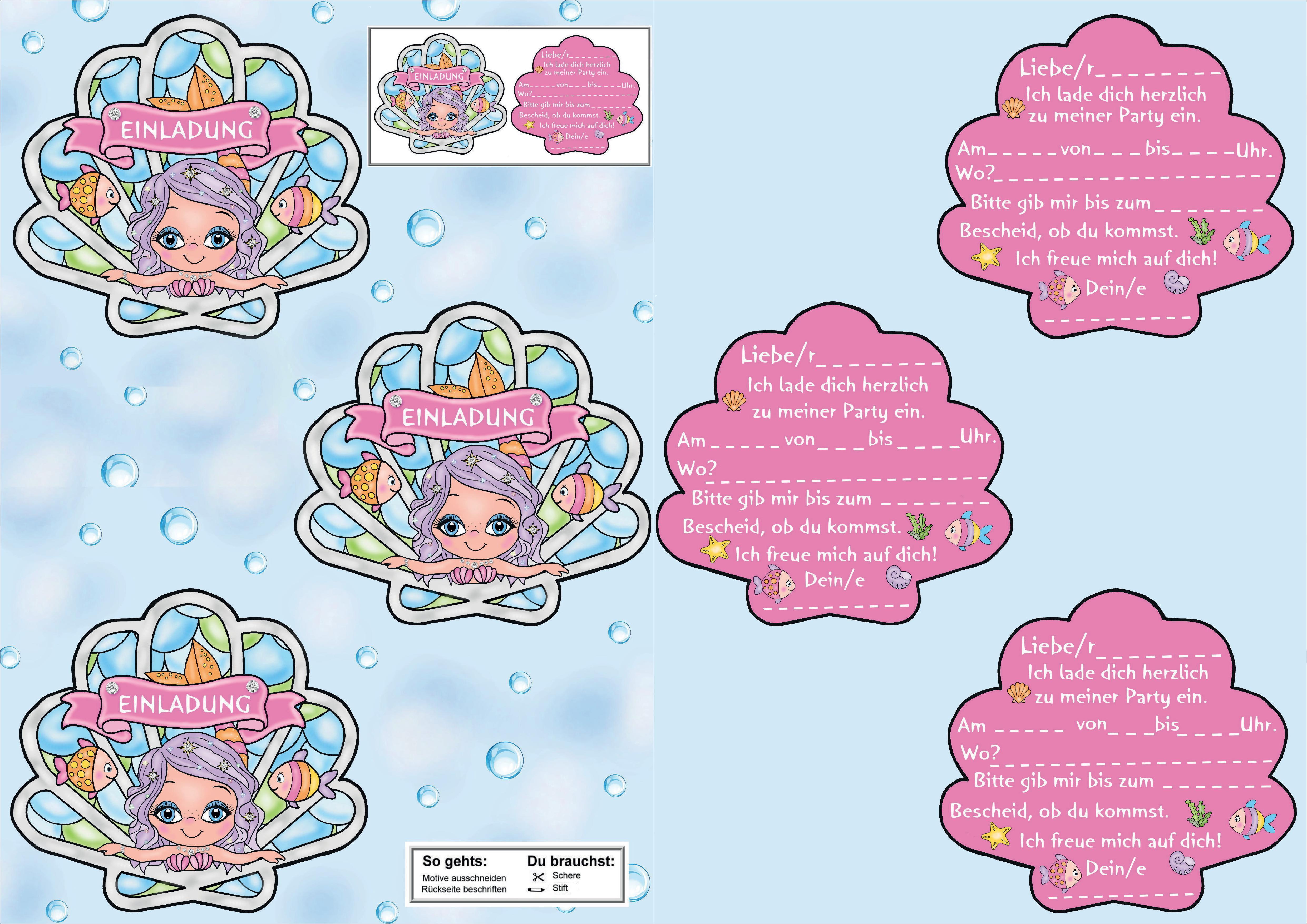 Beispielinhalt (Bild) Das Ausschneide-Bastelbuch - Magische Meerjungfrauen