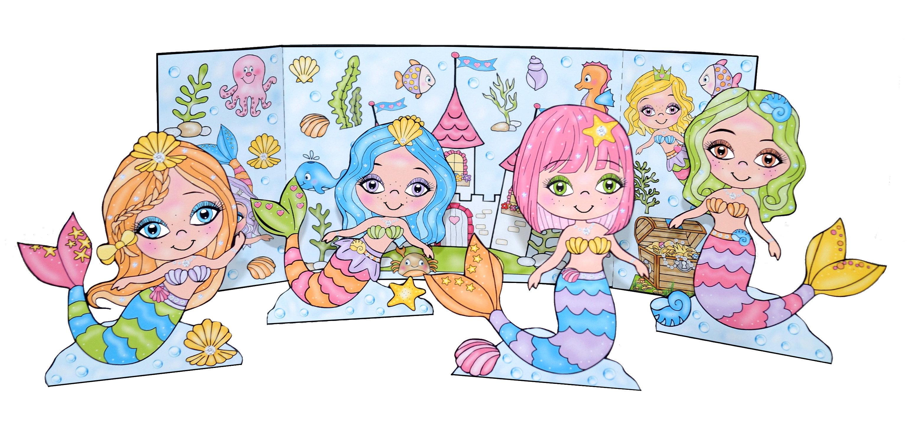 Beispielinhalt (Bild) Das Ausschneide-Bastelbuch - Magische Meerjungfrauen