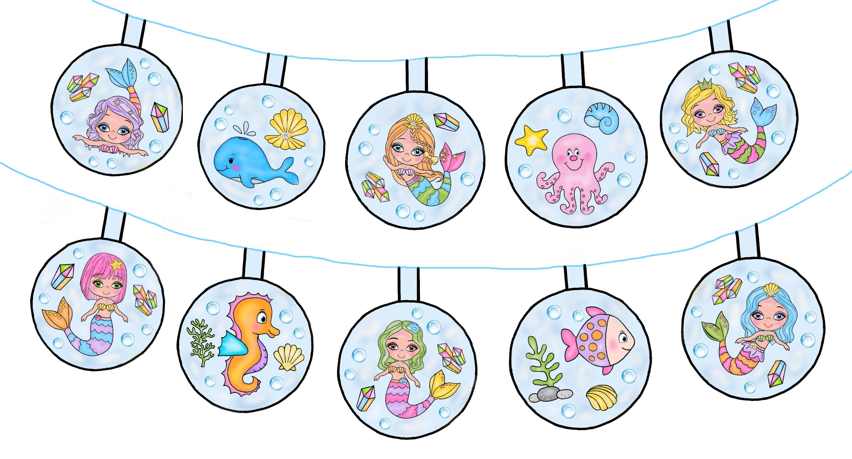 Beispielinhalt (Bild) Das Ausschneide-Bastelbuch - Magische Meerjungfrauen