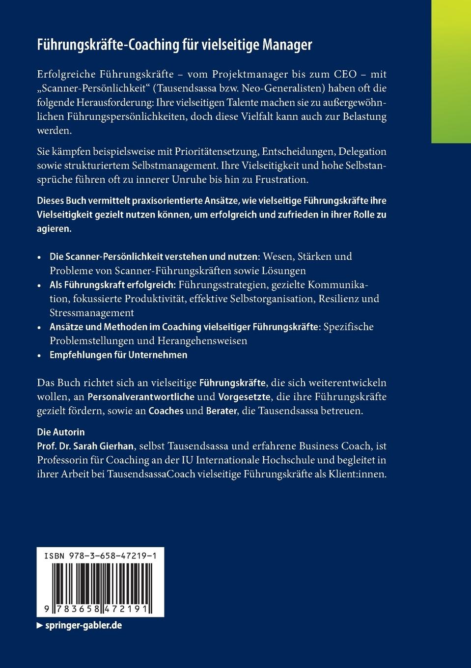 Rückseitencover Führungskräfte-Coaching für vielseitige Manager