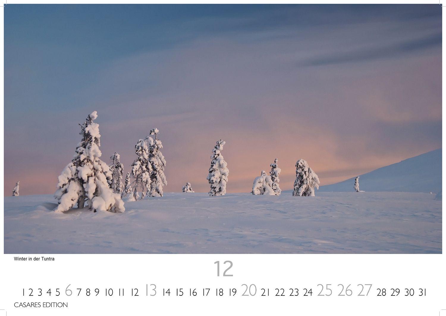 Beispielinhalt (Bild) Nordisches Licht Kalender 2026 - Wandkalender | Fotokalender Naturkalender 35x50cm - Hochwertiger . 2026 - mit 12 faszinierenden Fotografien von Landschaften im mildem nordischen Licht