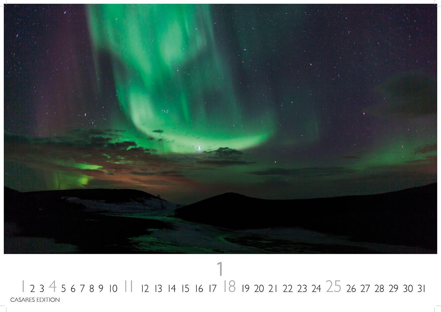 Beispielinhalt (Bild) Polarlicht Kalender 2026 - Wandkalender | Fotokalender Naturkalender 24x35cm - Erleben Sie die Magie der Aurora Borealis - Hochwertiger Polarlicht 2026 - für Naturenthusiasten