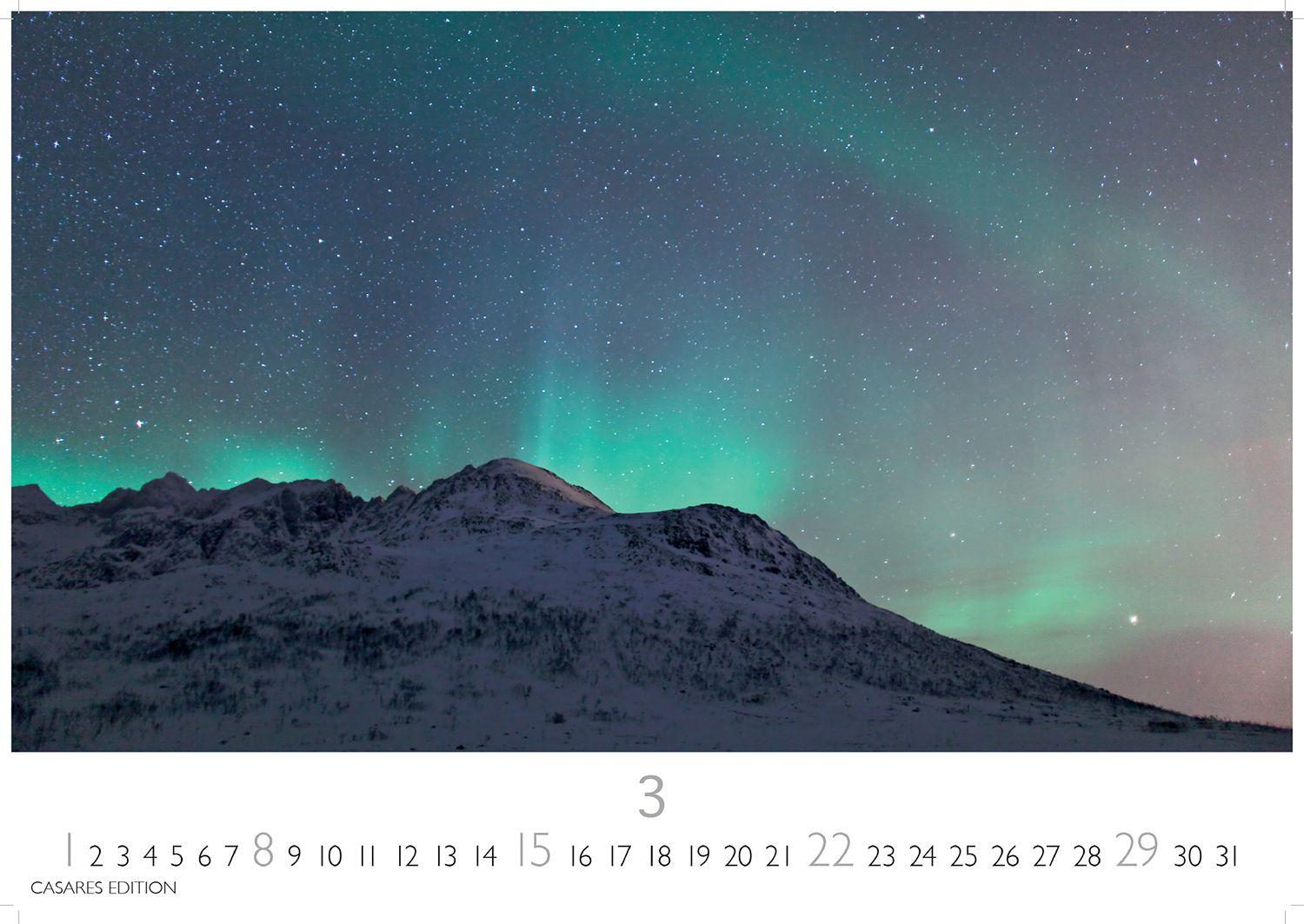 Beispielinhalt (Bild) Polarlicht Kalender 2026 - Wandkalender | Fotokalender Naturkalender 24x35cm - Erleben Sie die Magie der Aurora Borealis - Hochwertiger Polarlicht 2026 - für Naturenthusiasten