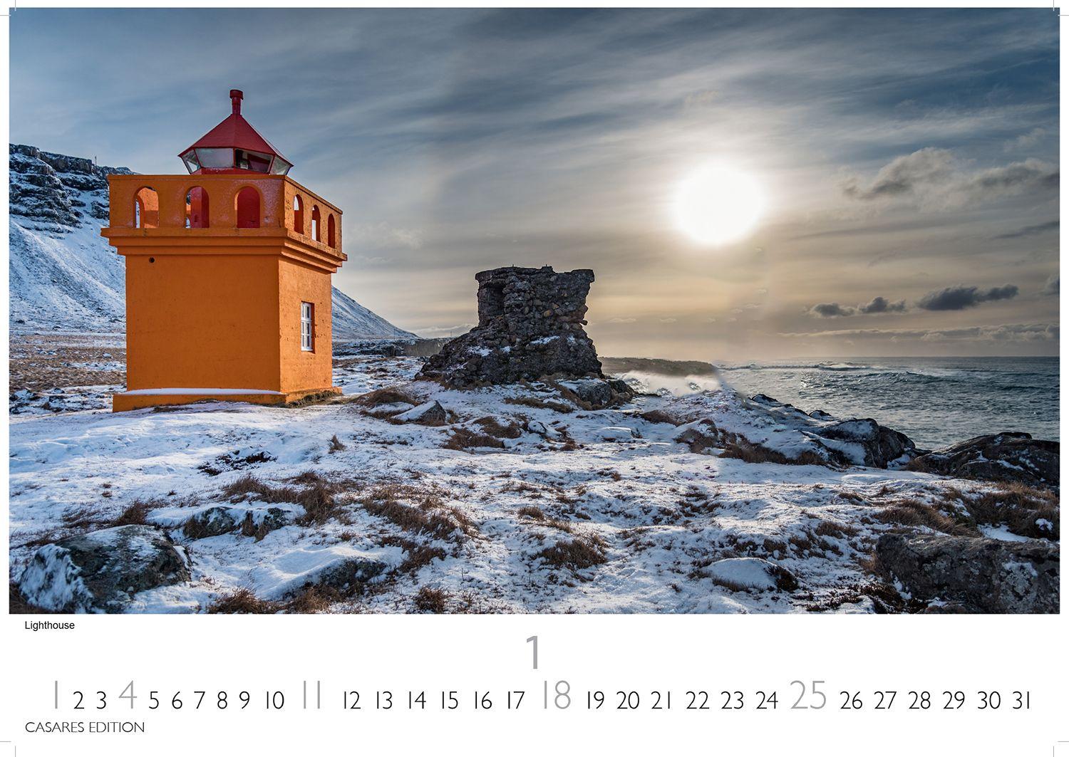 Beispielinhalt (Bild) Island Kalender 2026 - Wandkalender | Fotokalender Naturkalender 24x35 cm - Hochwertiger . mit atemberaubenden Island-Landschaften