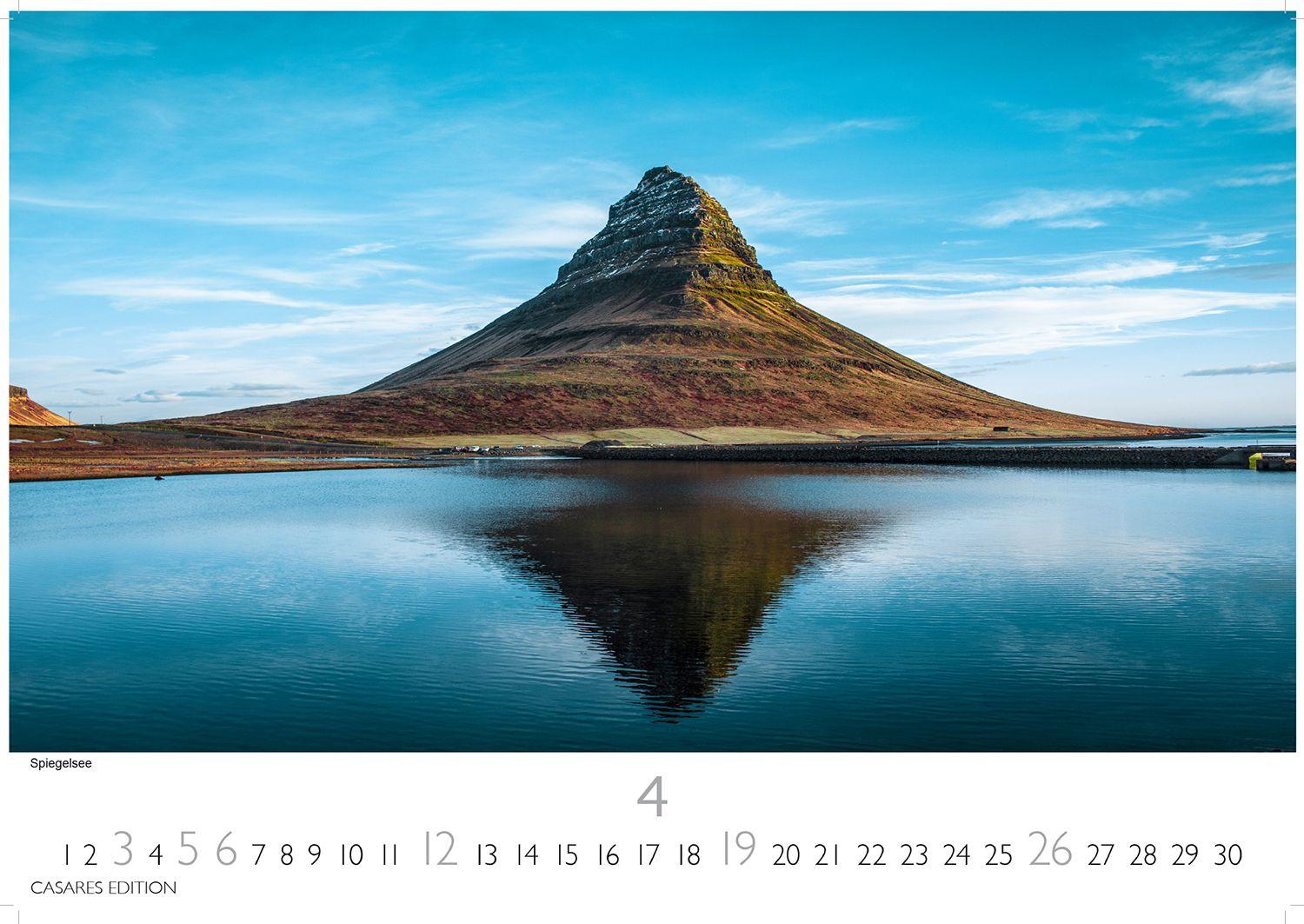 Beispielinhalt (Bild) Island Kalender 2026 - Wandkalender | Fotokalender Naturkalender 24x35 cm - Hochwertiger . mit atemberaubenden Island-Landschaften