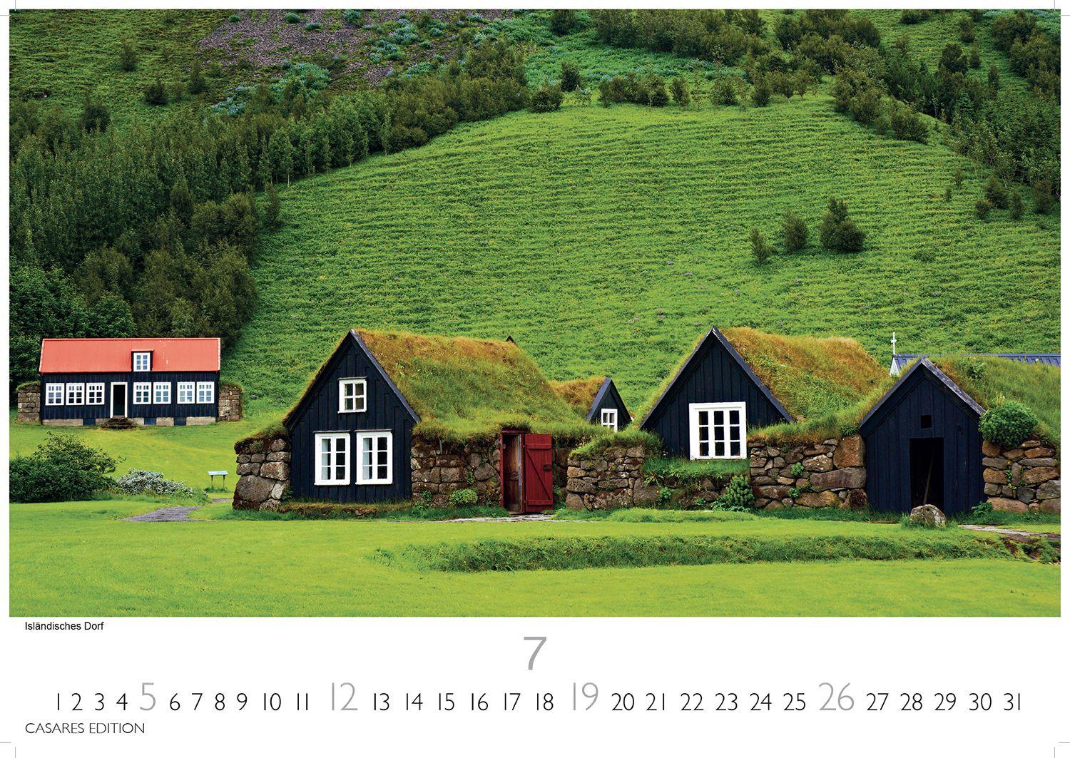 Beispielinhalt (Bild) Island Kalender 2026 - Wandkalender | Fotokalender Naturkalender 24x35 cm - Hochwertiger . mit atemberaubenden Island-Landschaften