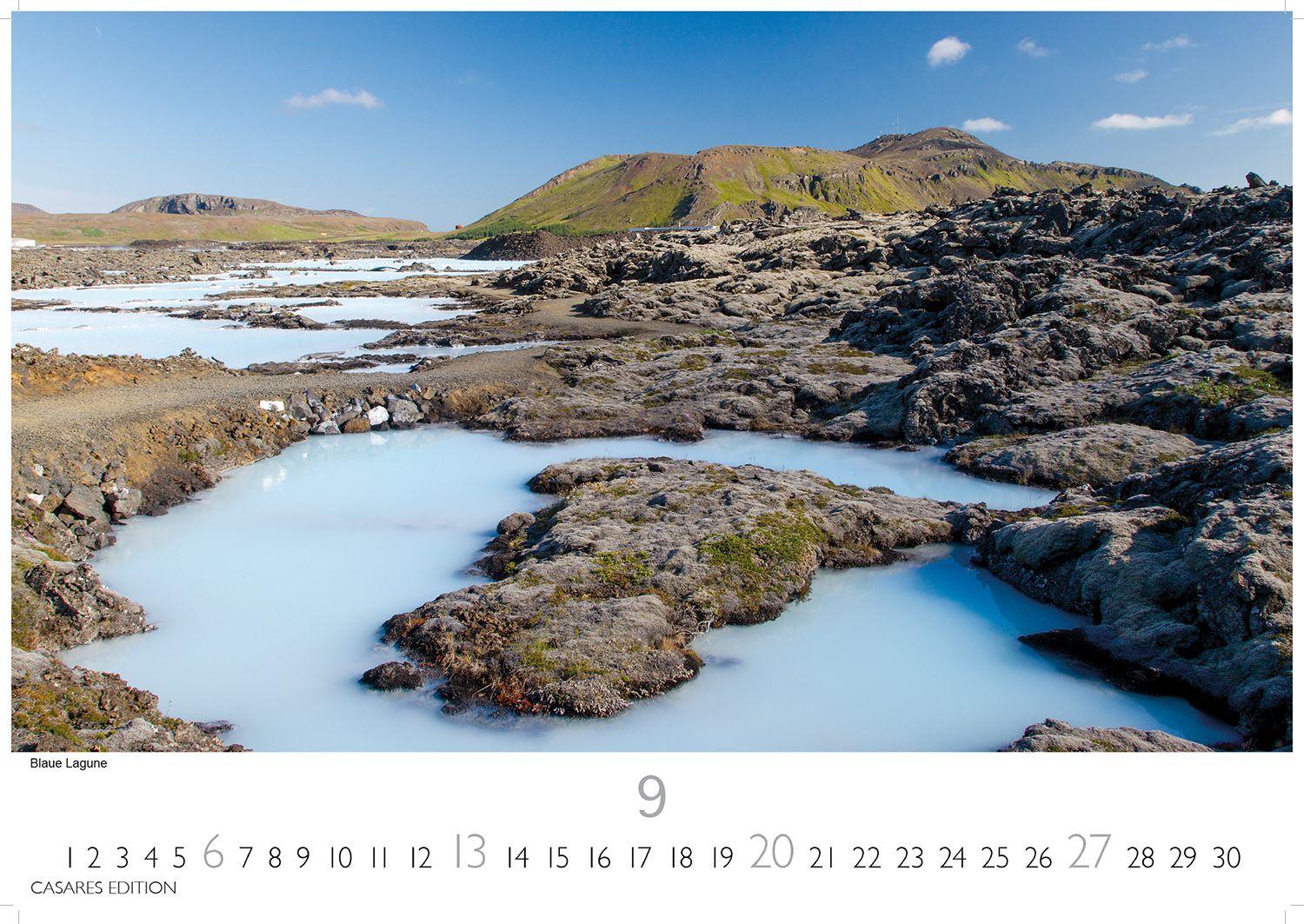 Beispielinhalt (Bild) Island Kalender 2026 - Wandkalender | Fotokalender Naturkalender 24x35 cm - Hochwertiger . mit atemberaubenden Island-Landschaften