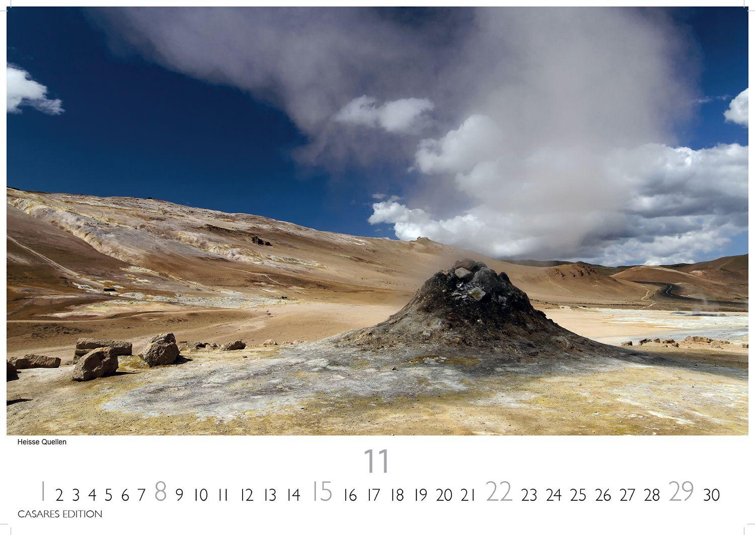 Beispielinhalt (Bild) Island Kalender 2026 - Wandkalender | Fotokalender Naturkalender 24x35 cm - Hochwertiger . mit atemberaubenden Island-Landschaften