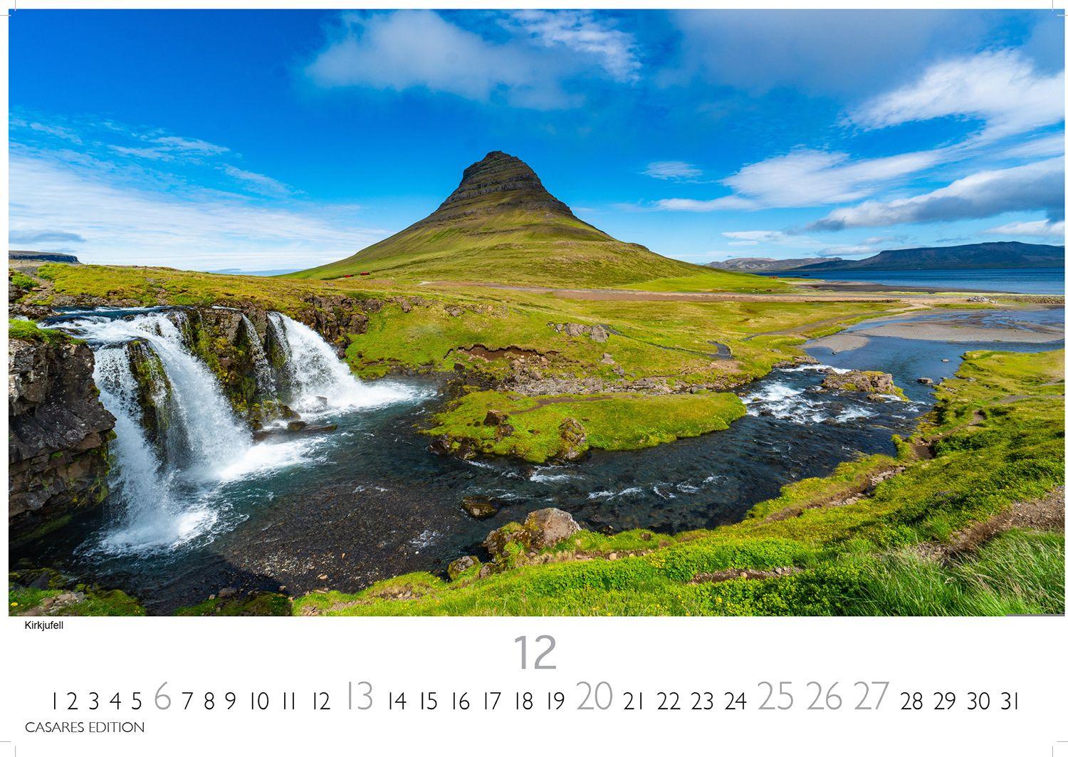 Beispielinhalt (Bild) Island Kalender 2026 - Wandkalender | Fotokalender Naturkalender 24x35 cm - Hochwertiger . mit atemberaubenden Island-Landschaften