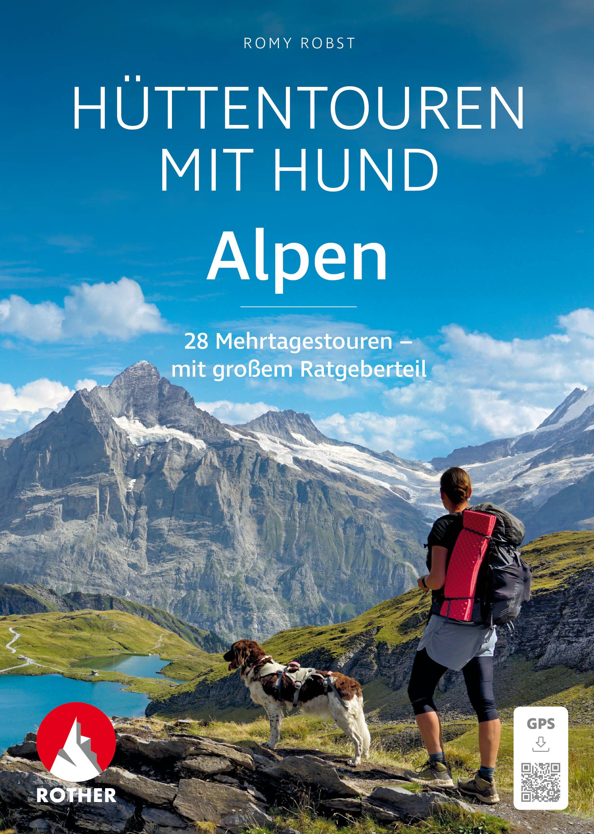 Vorderes Coverbild Hüttentouren mit Hund Alpen