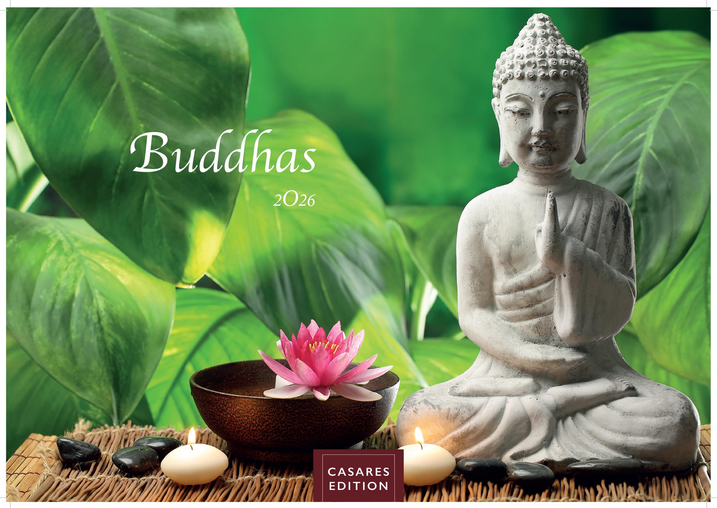 Vorderes Coverbild Buddhas Kalender 2026 - Wandkalender | Fotokalender Asien 35x50cm | Spirituelle Abbildungen Buddhas | Perfekt für Meditation & Raumdekoration