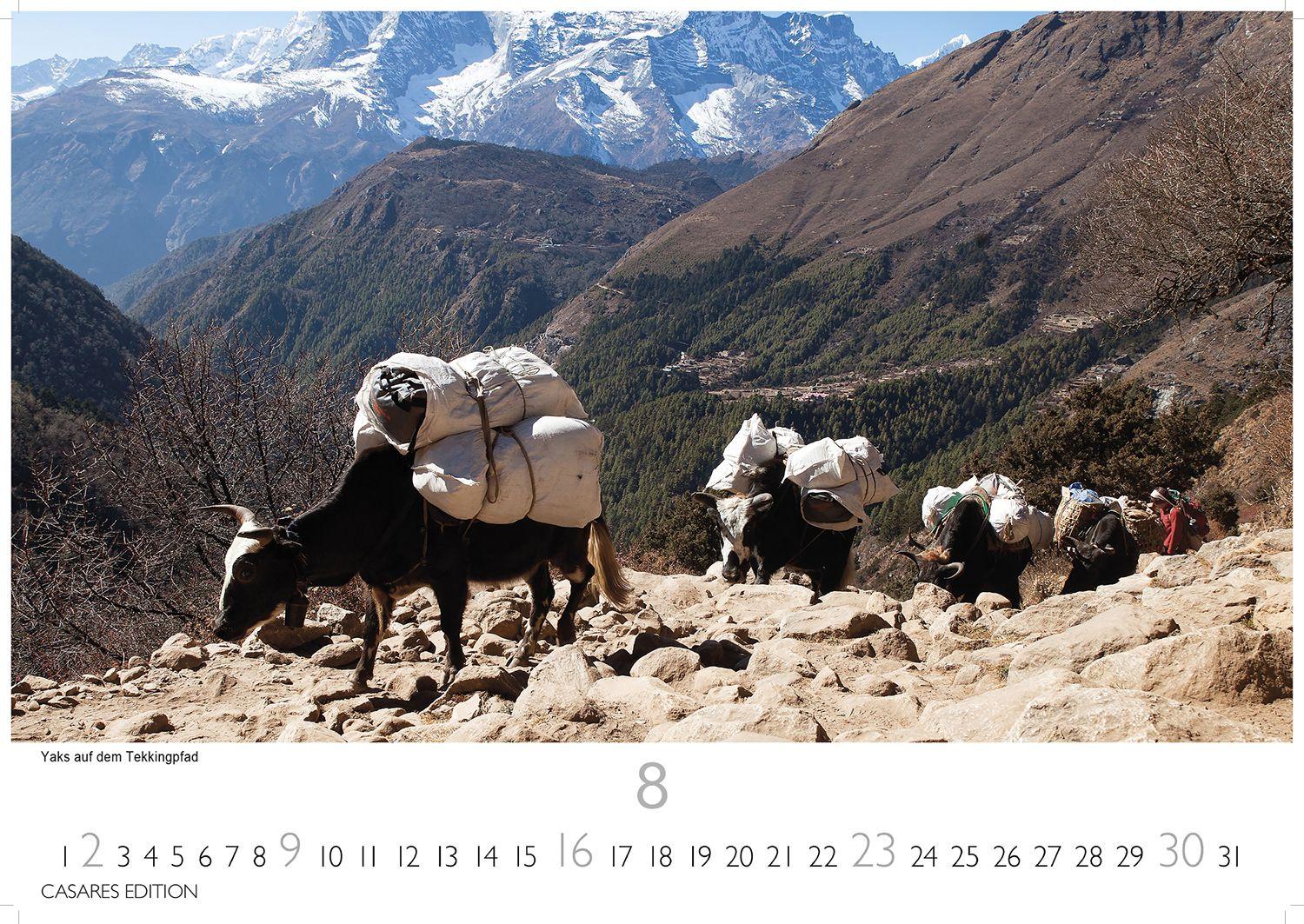 Beispielinhalt (Bild) Nepal Kalender 2026 - Wandkalender | Fotokalender Asien 24x35cm - Atemberaubende Fotos der Himalaya-Gipfel, Tempel und heiligen Stätten Nepals