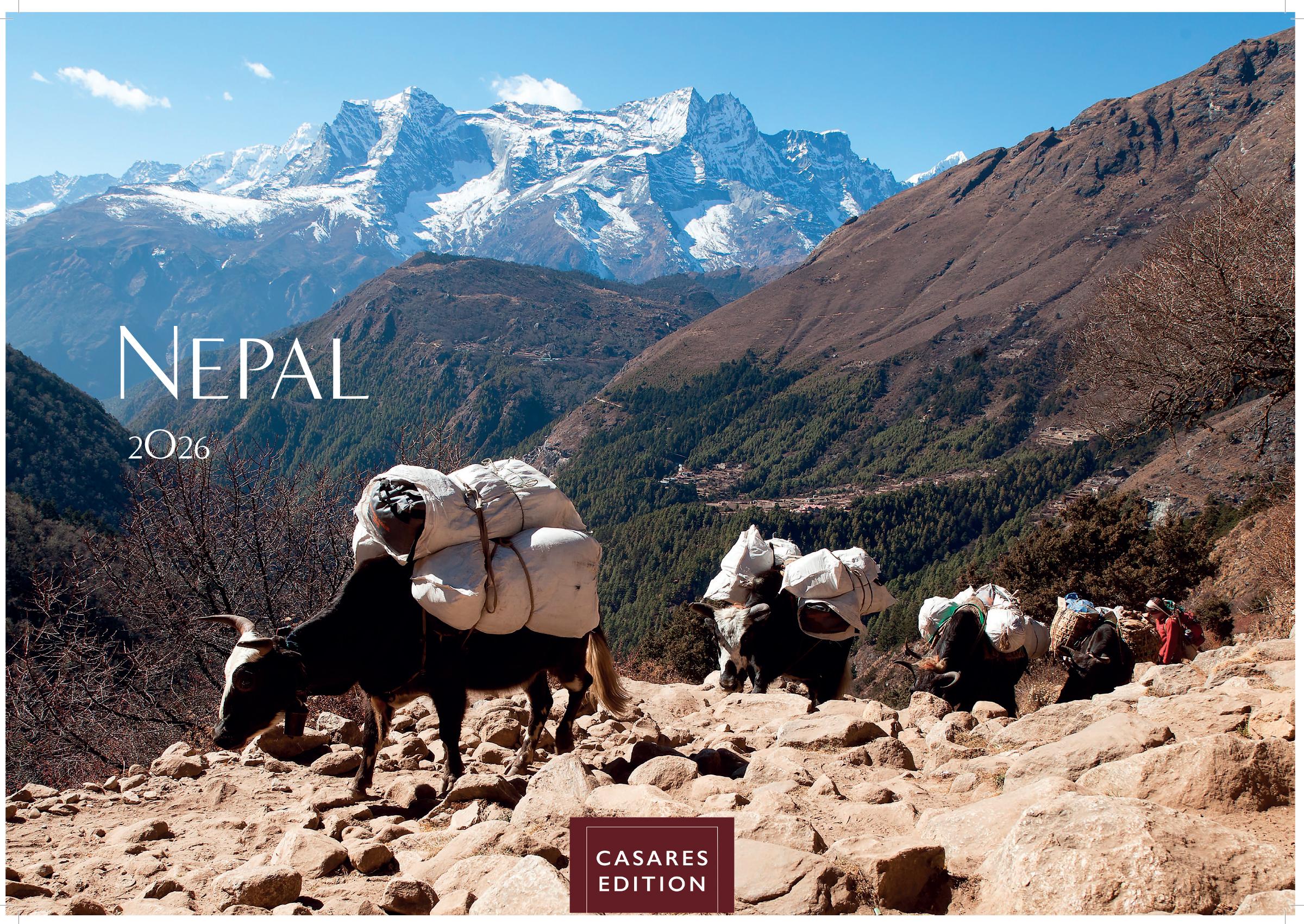 Vorderes Coverbild Nepal Kalender 2026 - Wandkalender | Fotokalender Asien 24x35cm - Atemberaubende Fotos der Himalaya-Gipfel, Tempel und heiligen Stätten Nepals