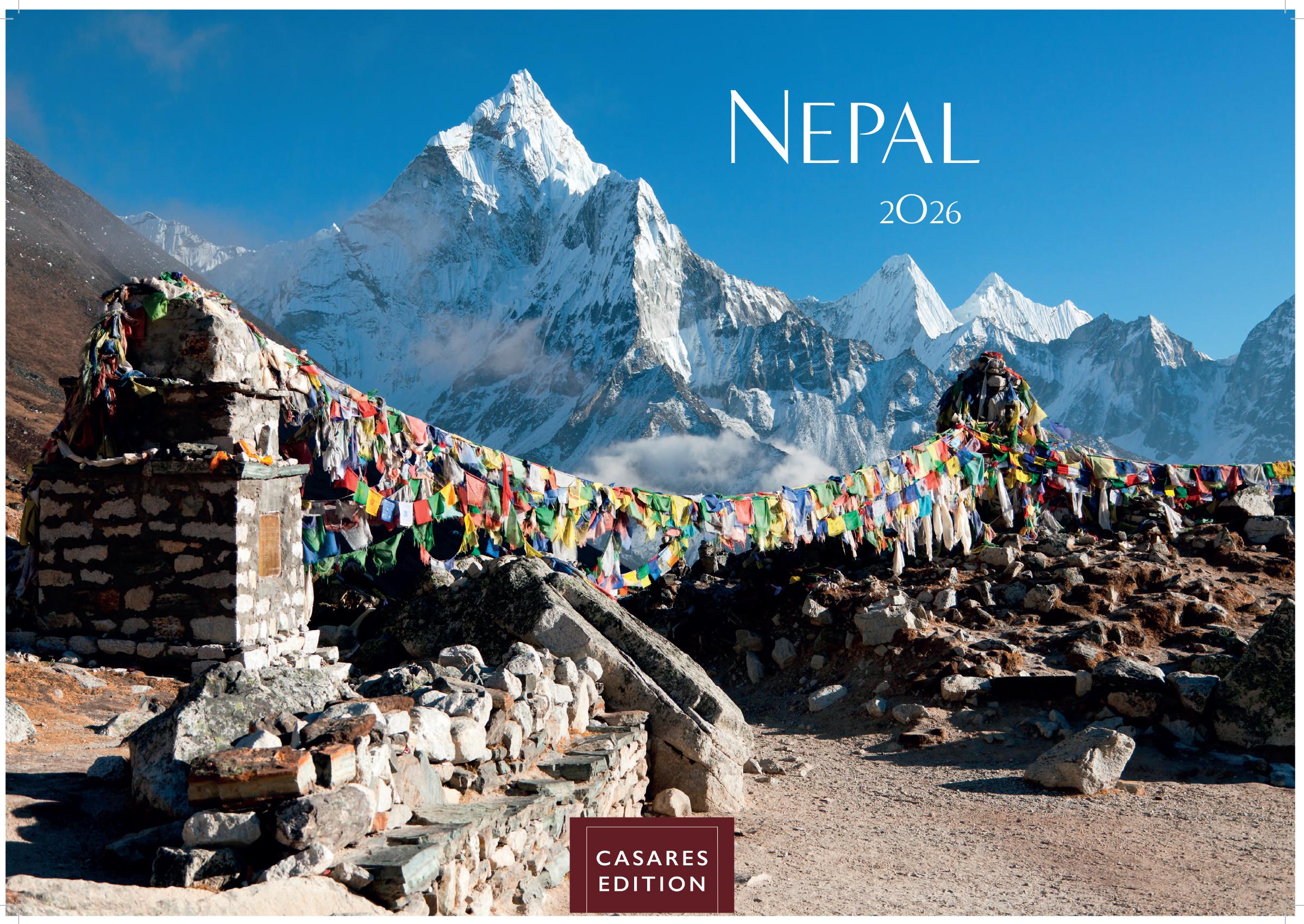 Vorderes Coverbild Nepal 2026 Kalender 35x50cm Grosses Format - Atemberaubende Fotos der Himalaya-Gipfel, Tempel und heiligen Stätten Nepals