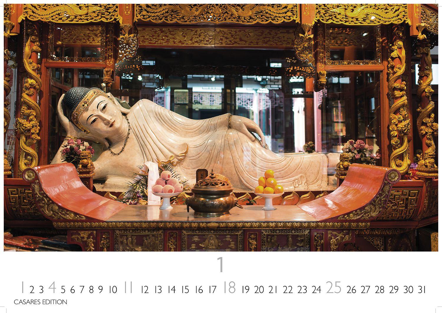 Beispielinhalt (Bild) Buddhas Kalender 2026 - Wandkalender | Fotokalender Asien 24x35cm -Spirituelle Abbildungen Buddhas | Perfekt für Meditation & Raumdekoration