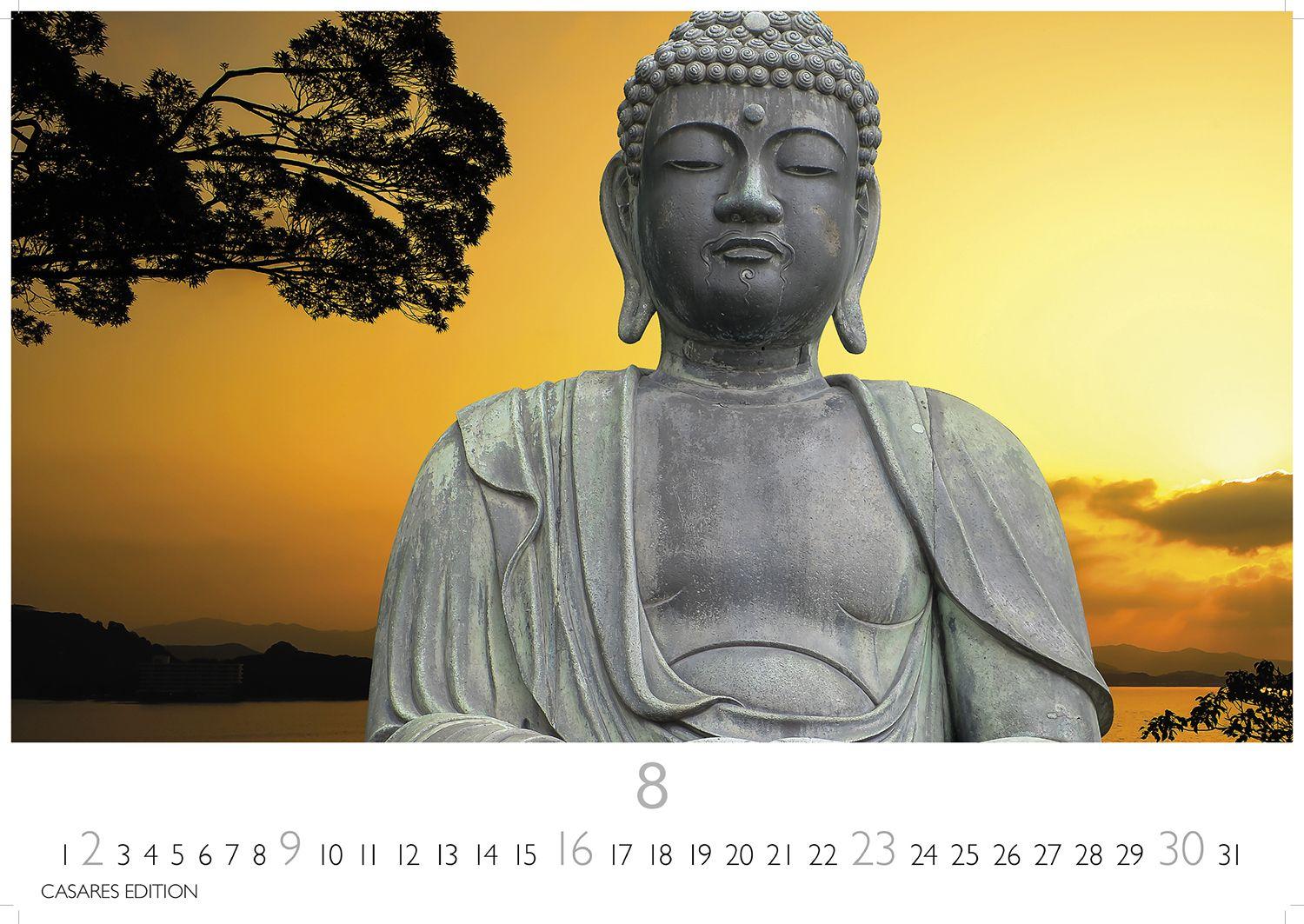 Beispielinhalt (Bild) Buddhas Kalender 2026 - Wandkalender | Fotokalender Asien 24x35cm -Spirituelle Abbildungen Buddhas | Perfekt für Meditation & Raumdekoration