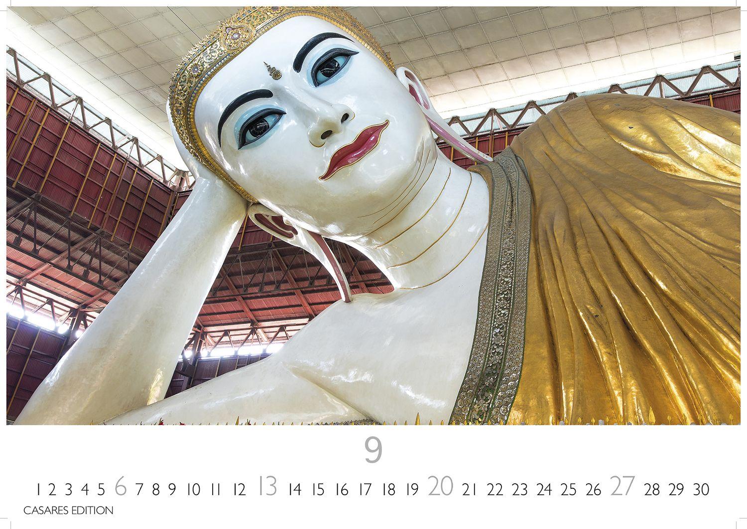 Beispielinhalt (Bild) Buddhas Kalender 2026 - Wandkalender | Fotokalender Asien 24x35cm -Spirituelle Abbildungen Buddhas | Perfekt für Meditation & Raumdekoration