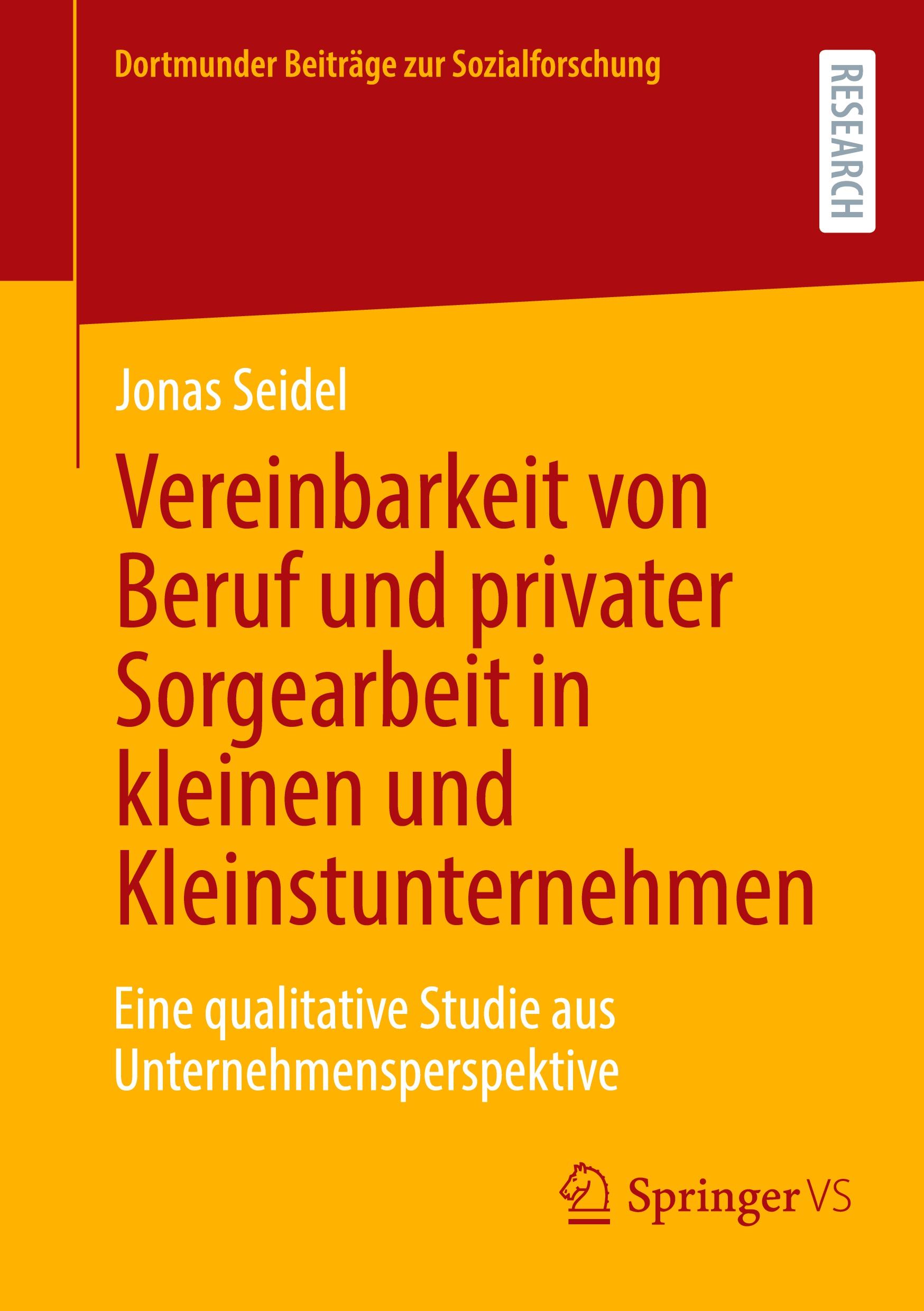 Vorderes Coverbild Vereinbarkeit von Beruf und privater Sorgearbeit in kleinen und Kleinstunternehmen