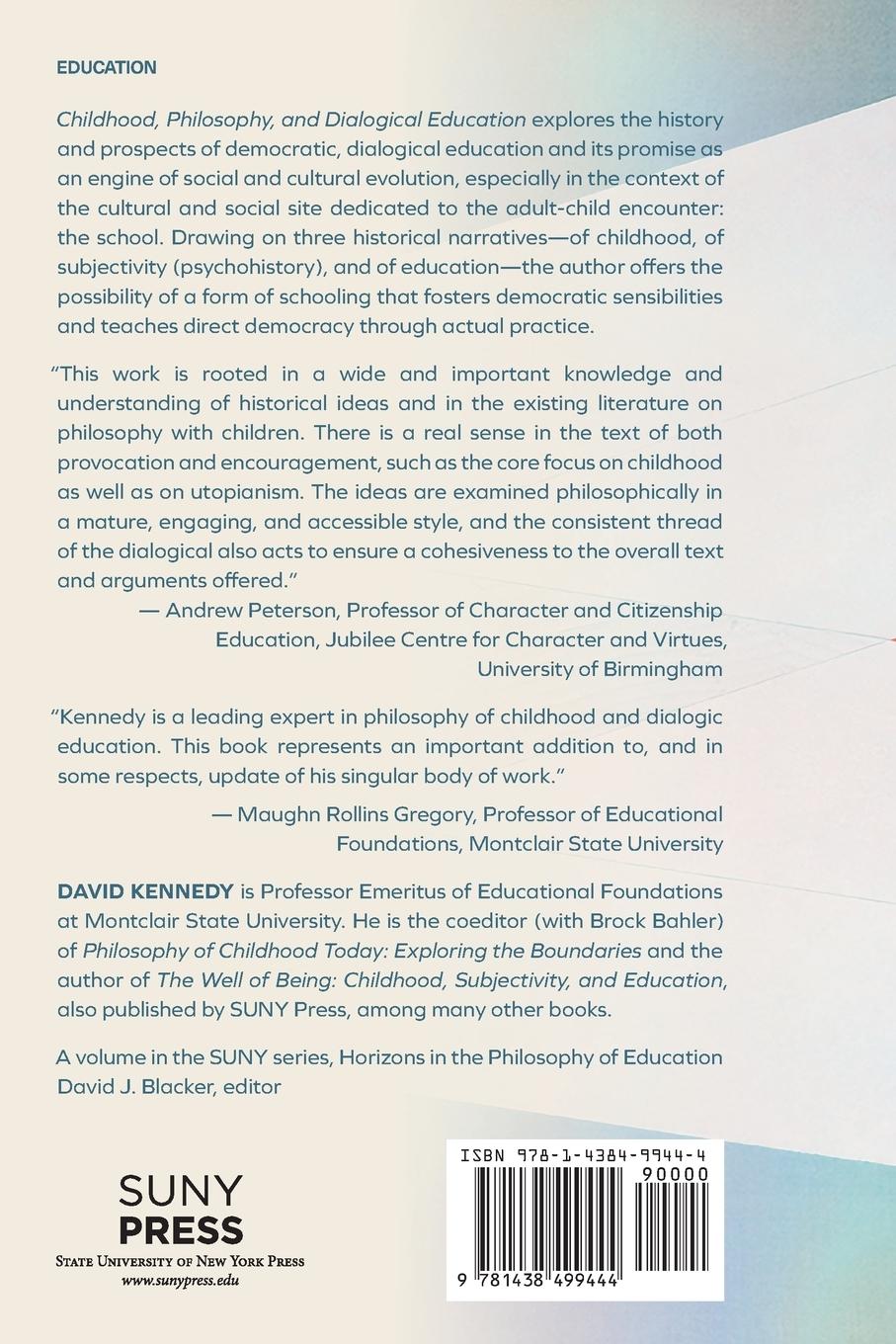 Rückseitencover Childhood, Philosophy, and Dialogical Education