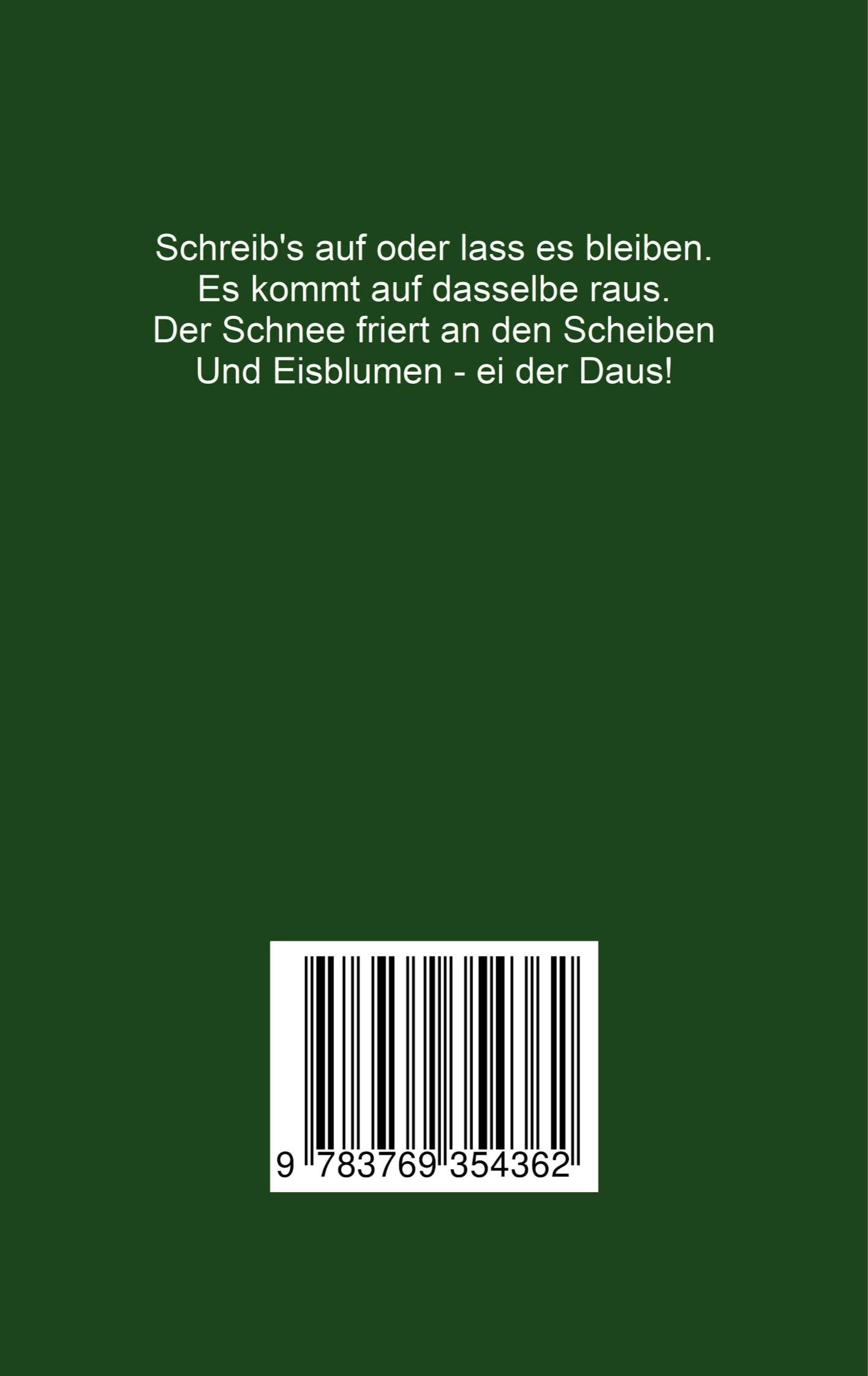 Rückseitencover 17 gereimte Gedichte im kleinen grünen Buch