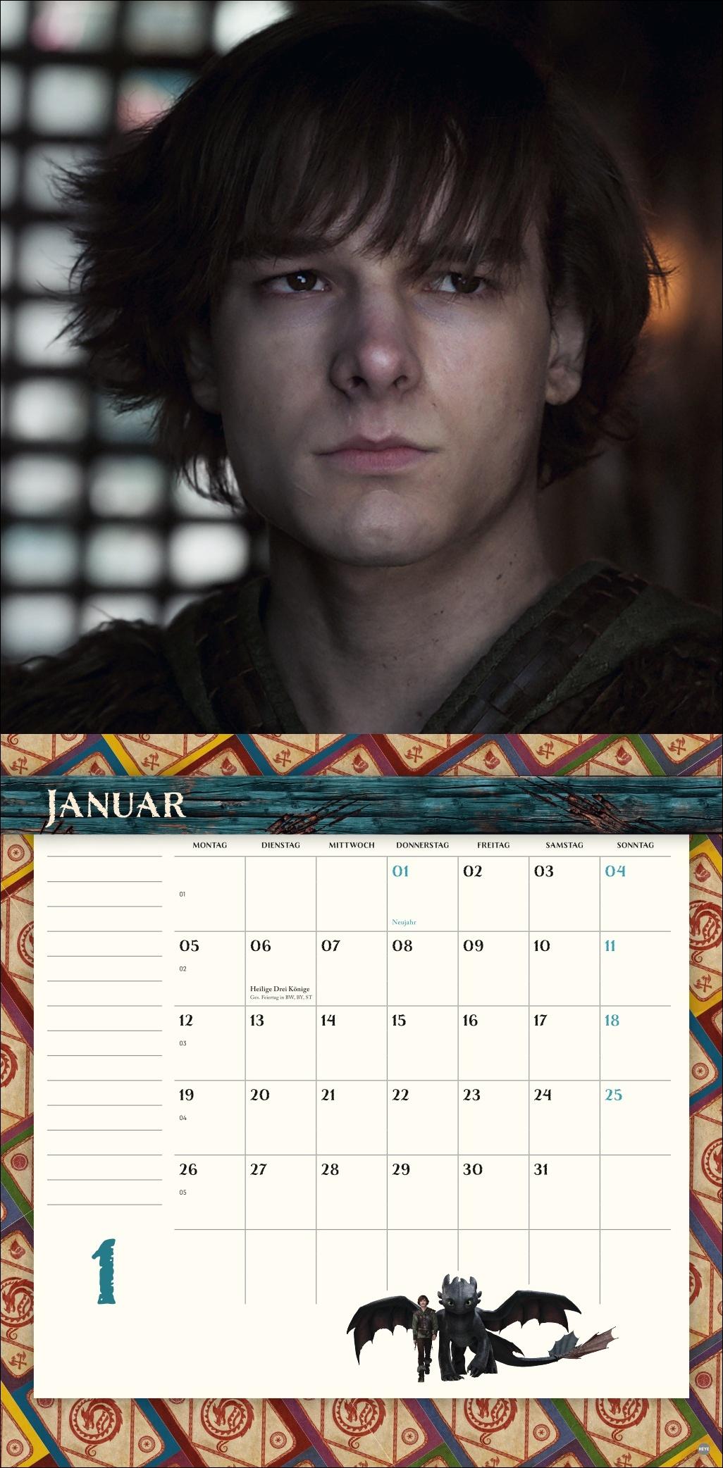 Beispielinhalt (Bild) Drachenzähmen Broschurkalender 2026