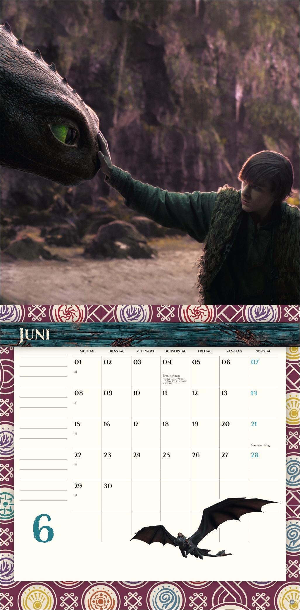 Beispielinhalt (Bild) Drachenzähmen Broschurkalender 2026