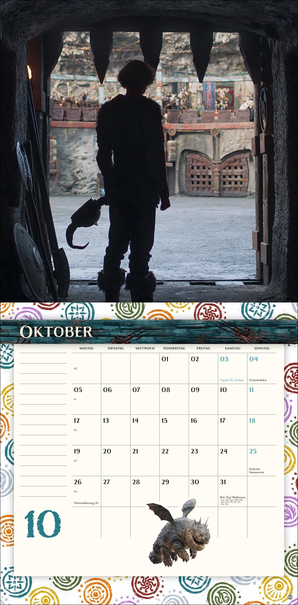 Beispielinhalt (Bild) Drachenzähmen Broschurkalender 2026