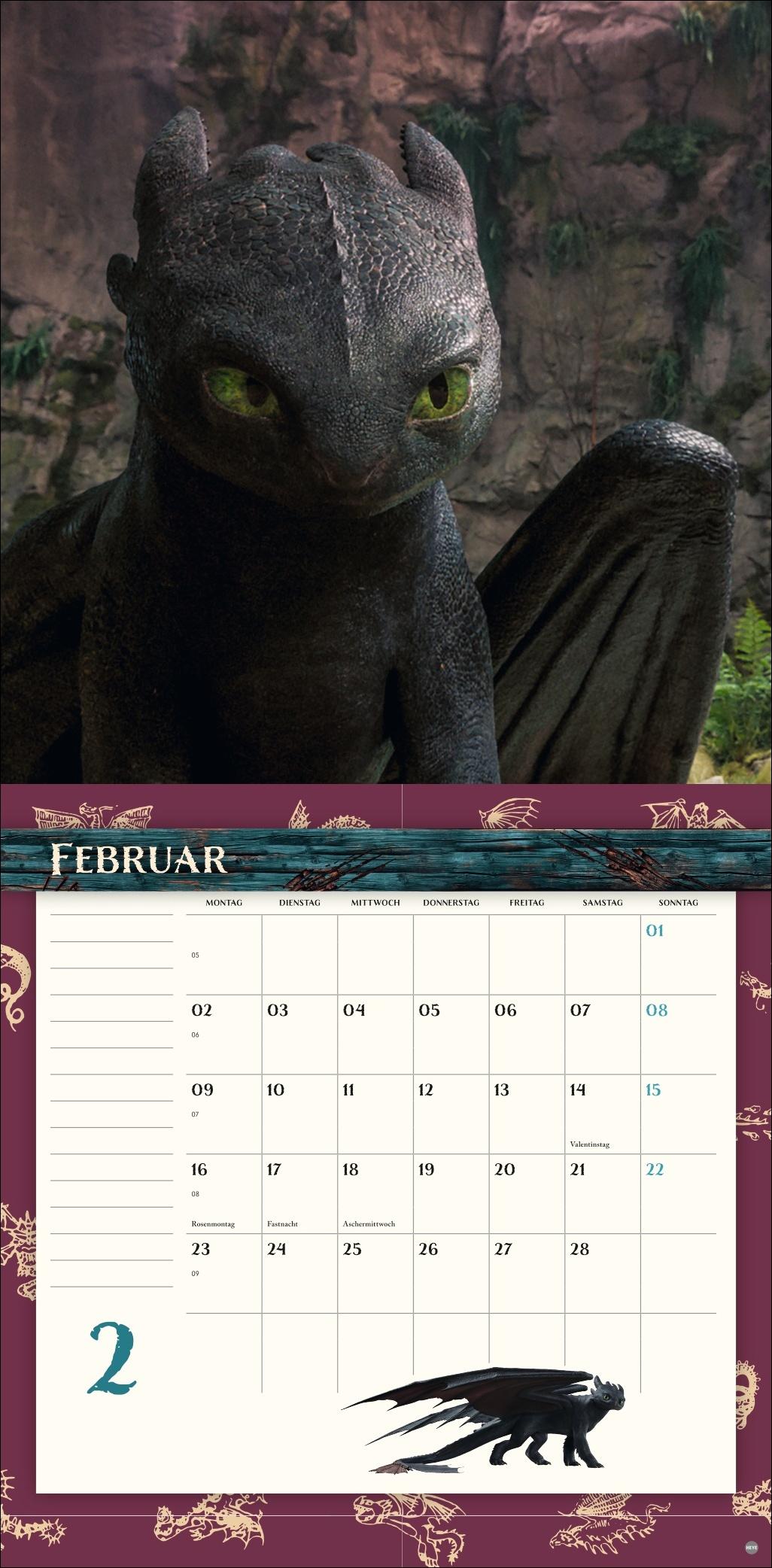 Beispielinhalt (Bild) Drachenzähmen Broschurkalender 2026