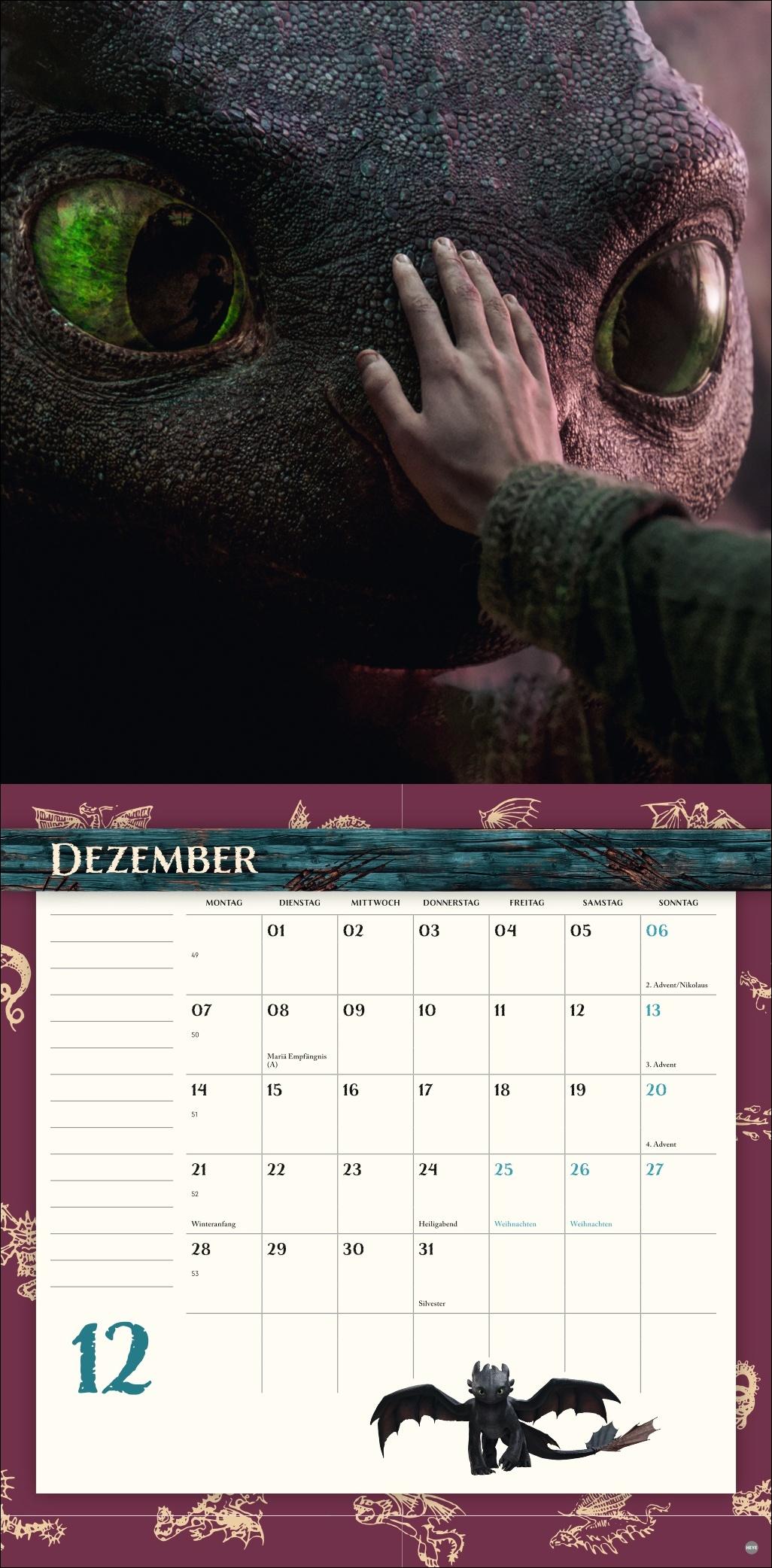 Beispielinhalt (Bild) Drachenzähmen Broschurkalender 2026