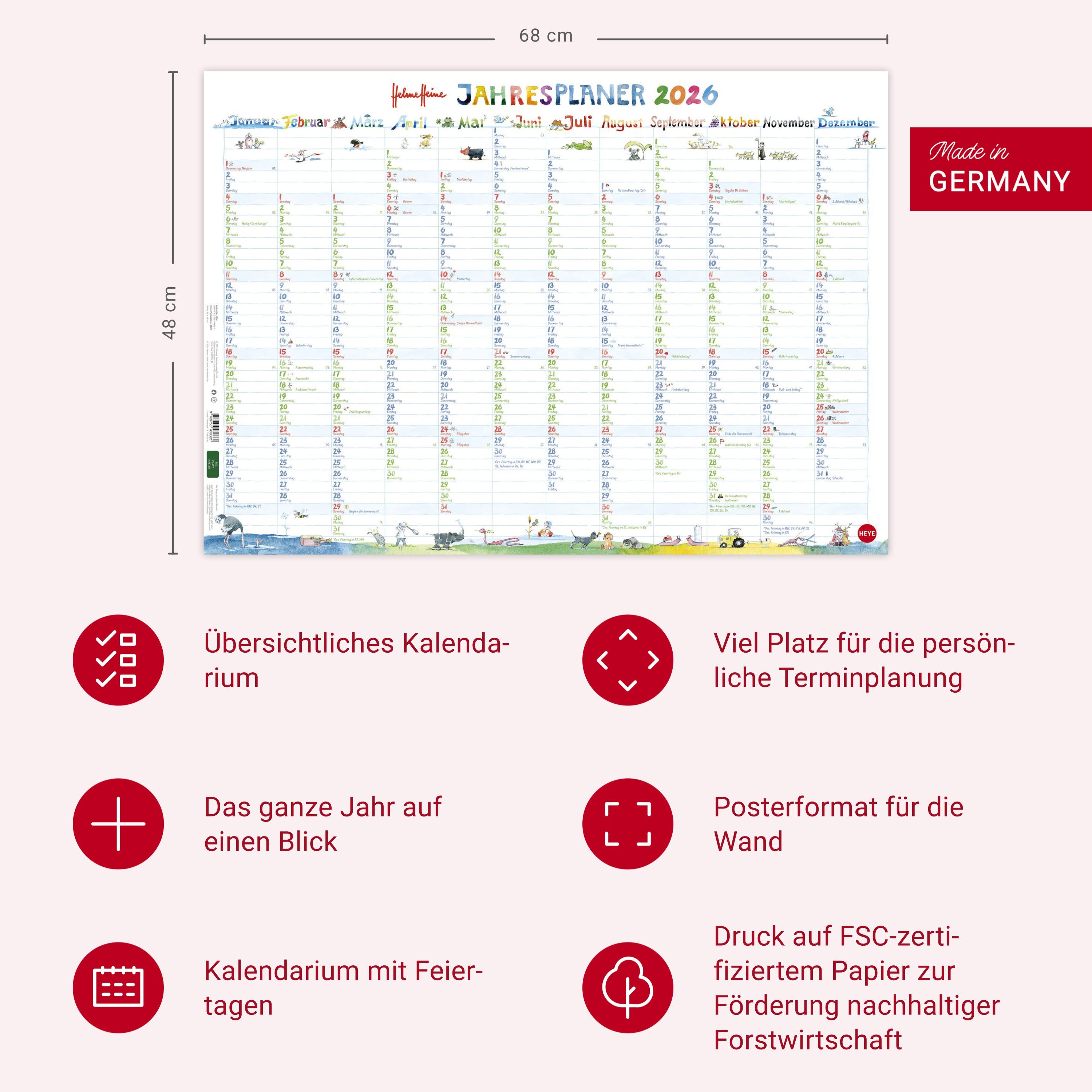 Beispielinhalt (Bild) Helme Heine: Posterplaner 2026