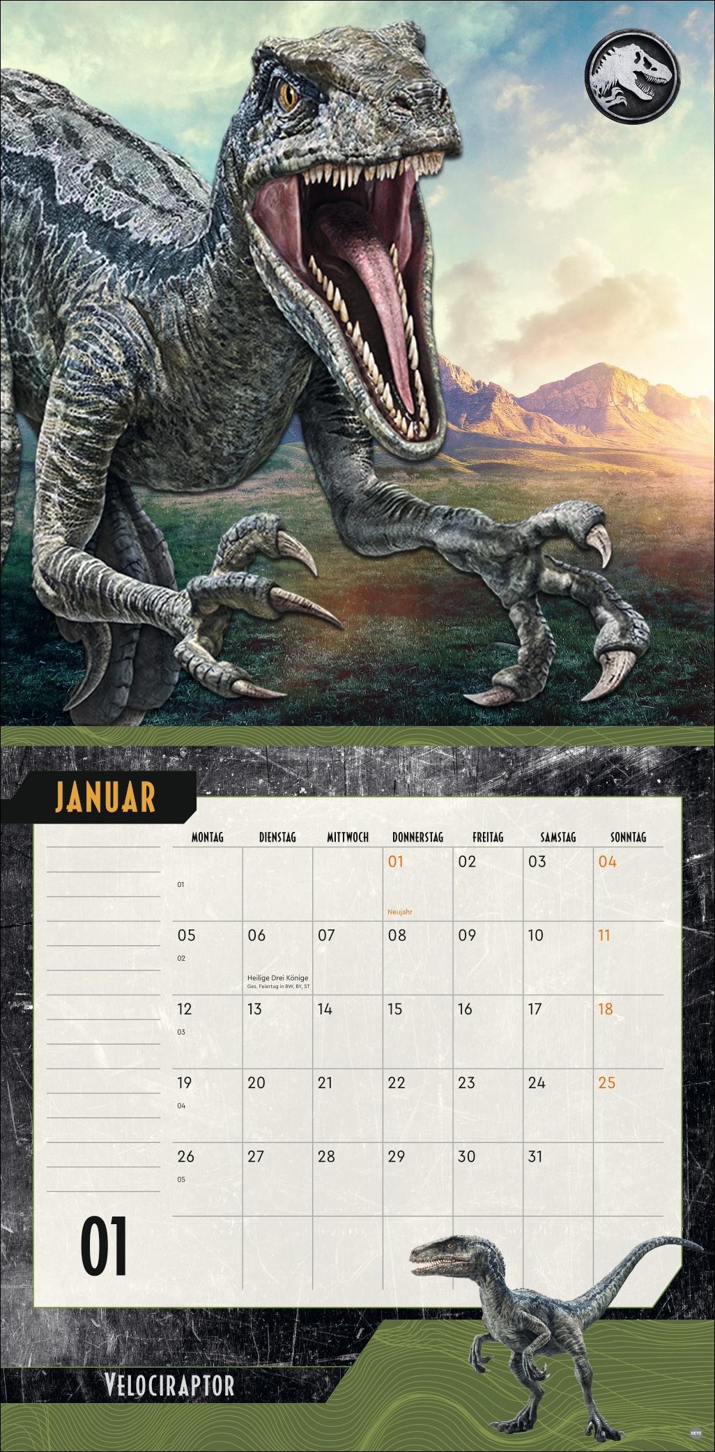 Beispielinhalt (Bild) Jurassic World Broschurkalender 2026