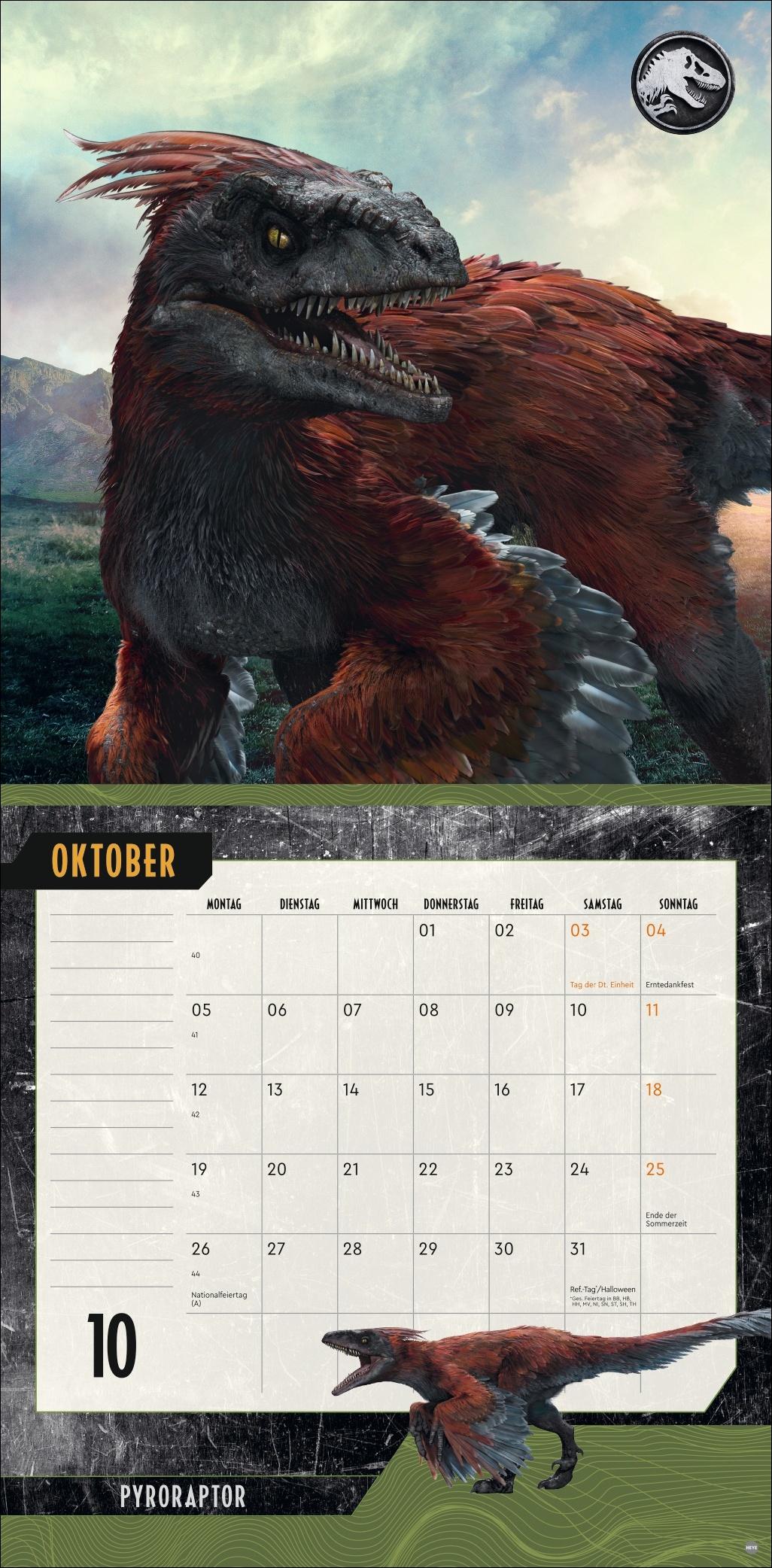 Beispielinhalt (Bild) Jurassic World Broschurkalender 2026