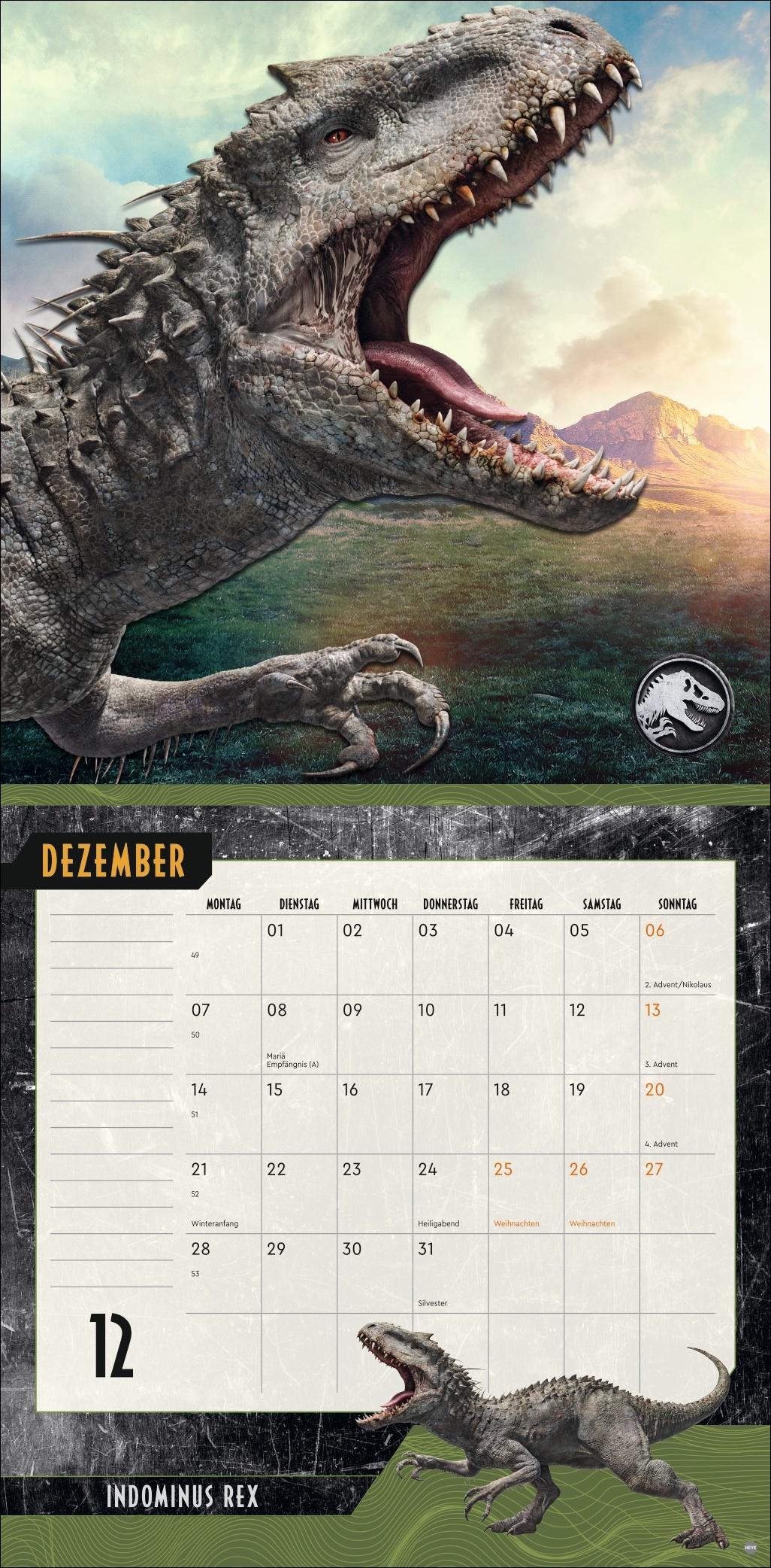 Beispielinhalt (Bild) Jurassic World Broschurkalender 2026