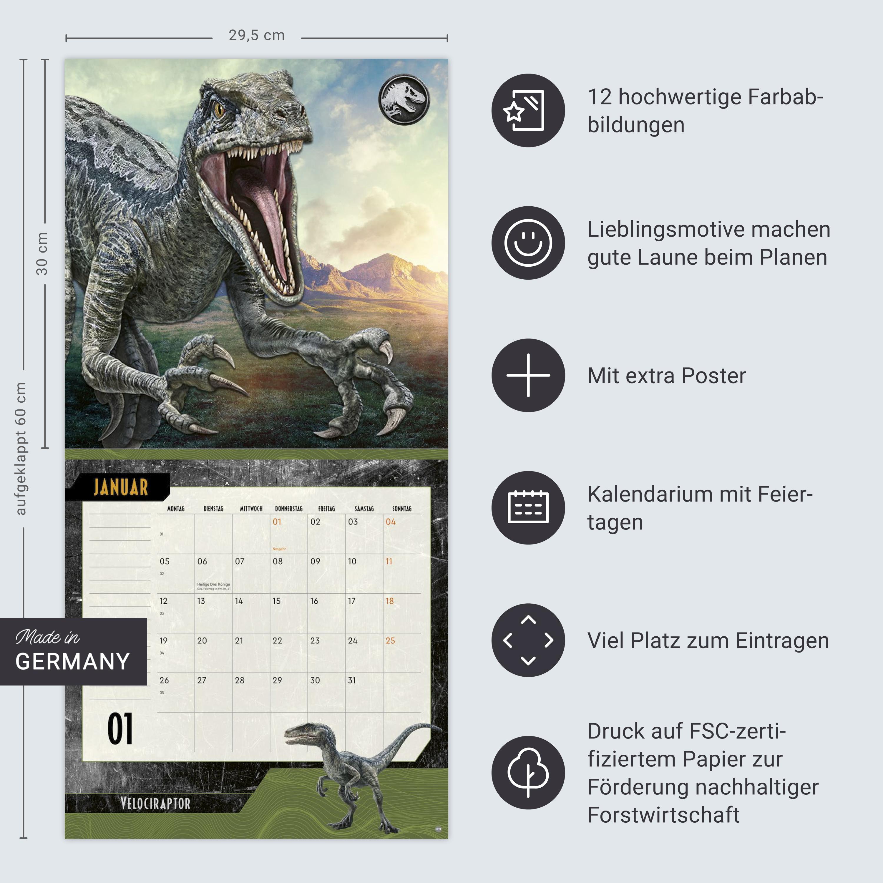 Beispielinhalt (Bild) Jurassic World Broschurkalender 2026