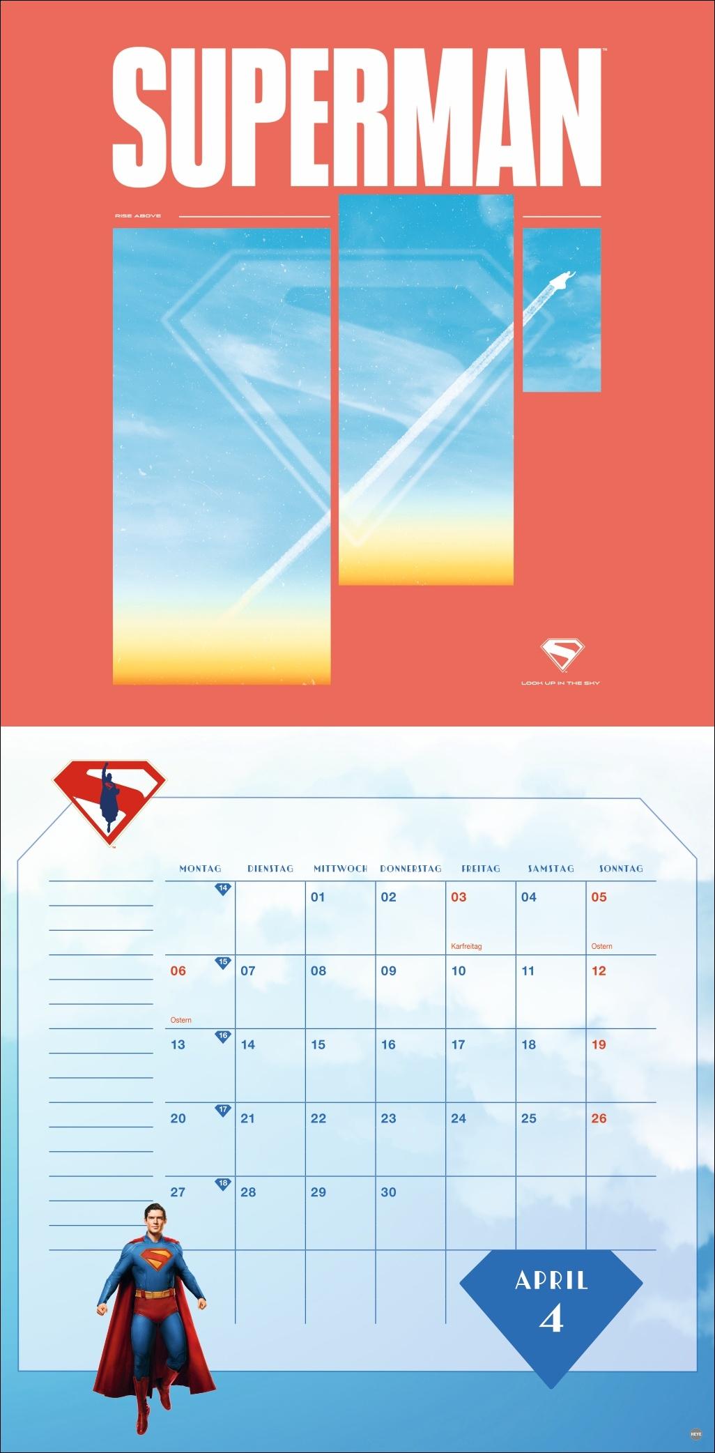 Beispielinhalt (Bild) Superman Broschurkalender 2026