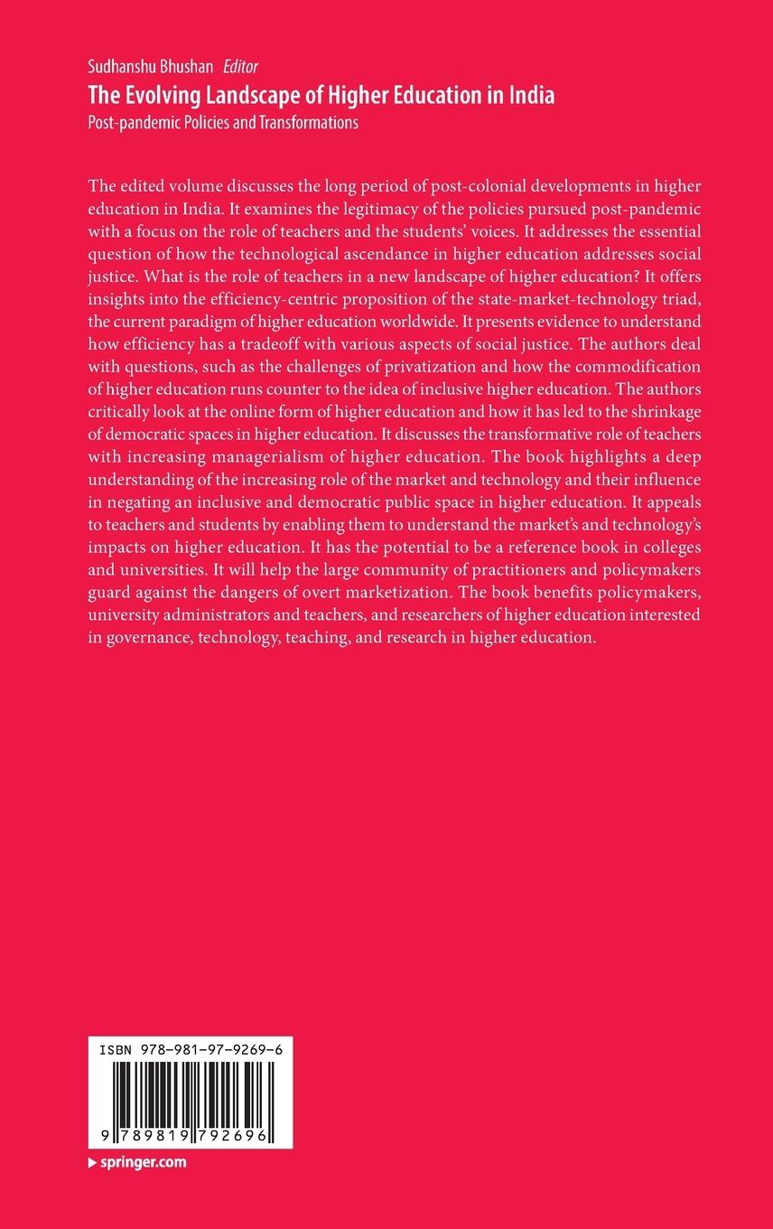 Rückseitencover The Evolving Landscape of Higher Education in India