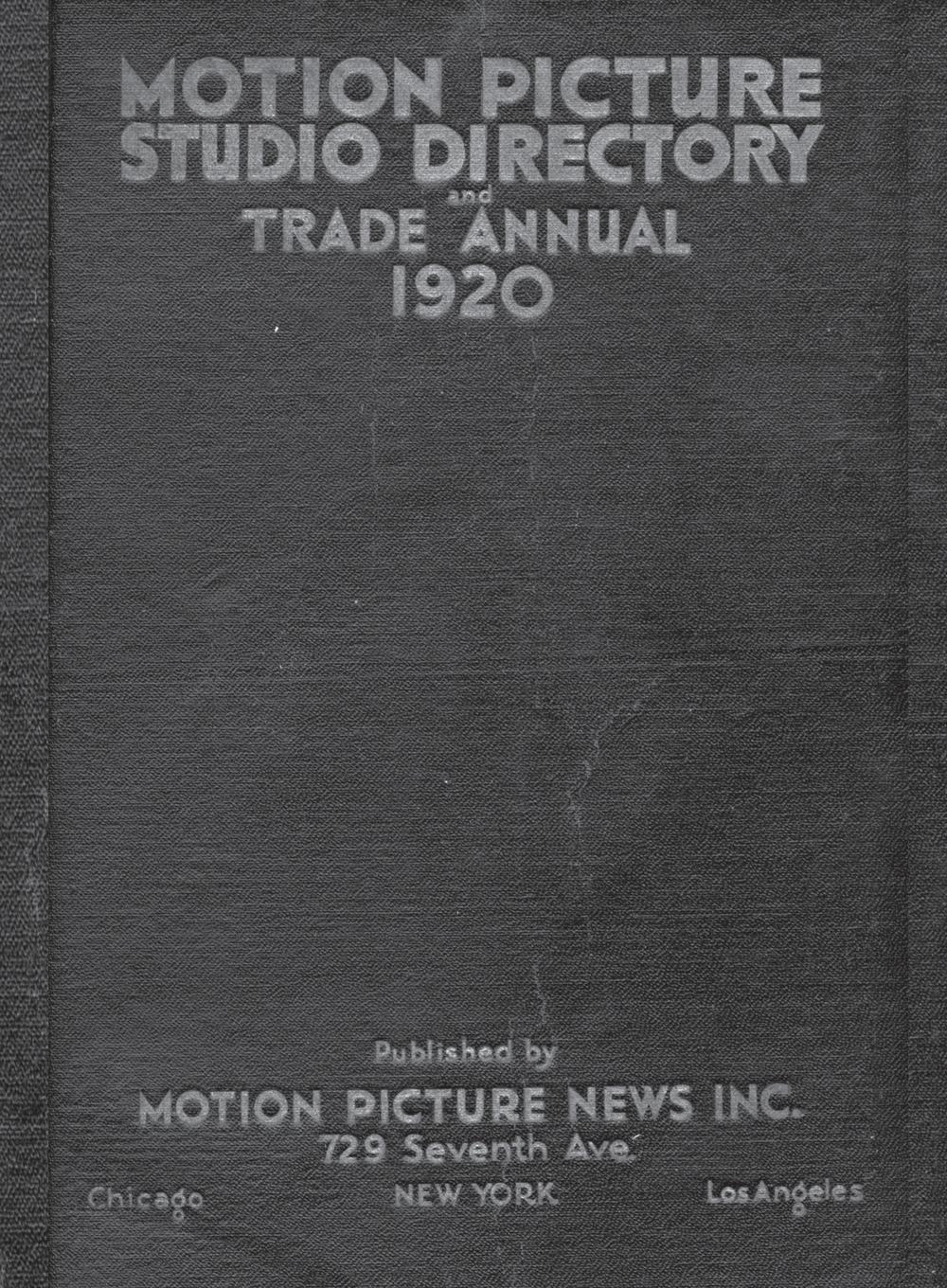 Vorderes Coverbild 1920 Motion Picture Studio Directory