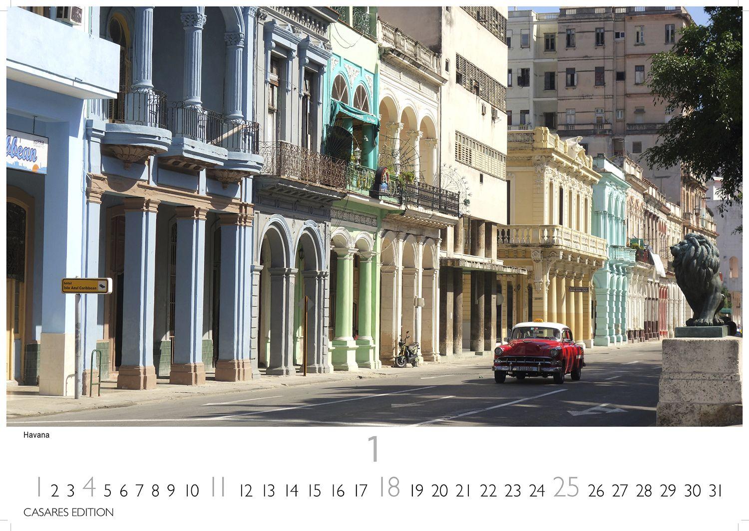Beispielinhalt (Bild) Cuba Kalender 2026 - Wandkalender | Fotokalender Karibik 24x35cm - Karibische Bilder voller Lebensfreude, stilvolle Fotokunst für Küche, Büro oder Wohnzimmer