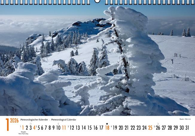 Beispielinhalt (Bild) Meteorologischer Kalender 2026 Meteorological Calendar