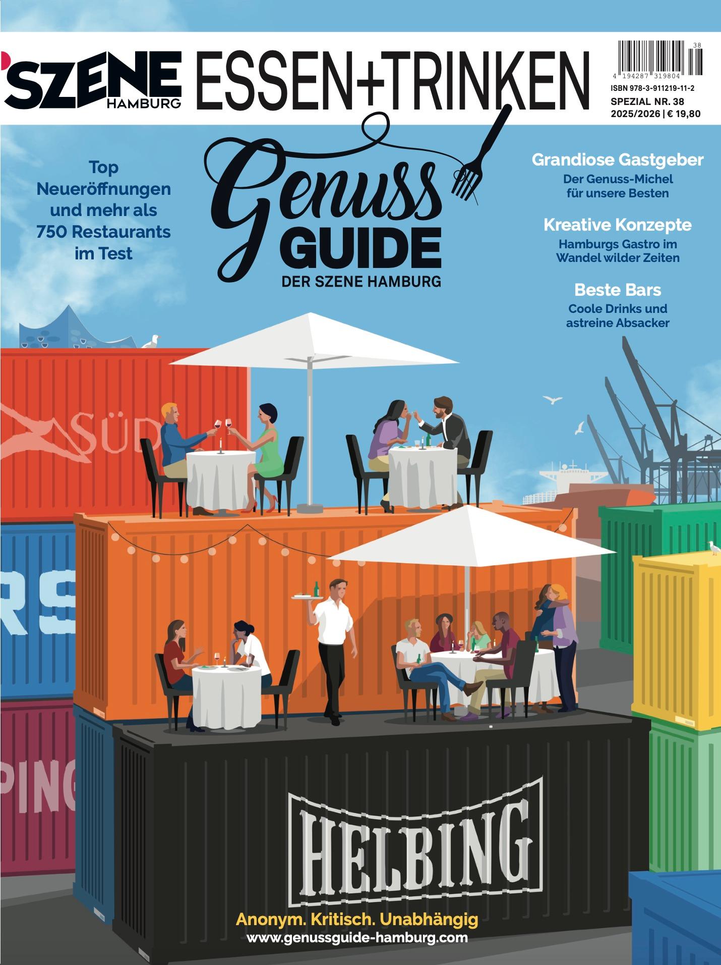 Vorderes Coverbild SZENE HAMBURG ESSEN + TRINKEN 38/2025