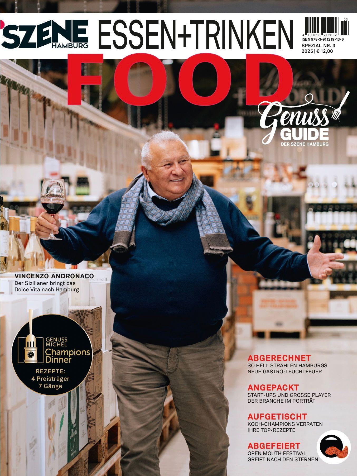 Vorderes Coverbild SZENE HAMBURG ESSEN + TRINKEN FOOD 2025/2026