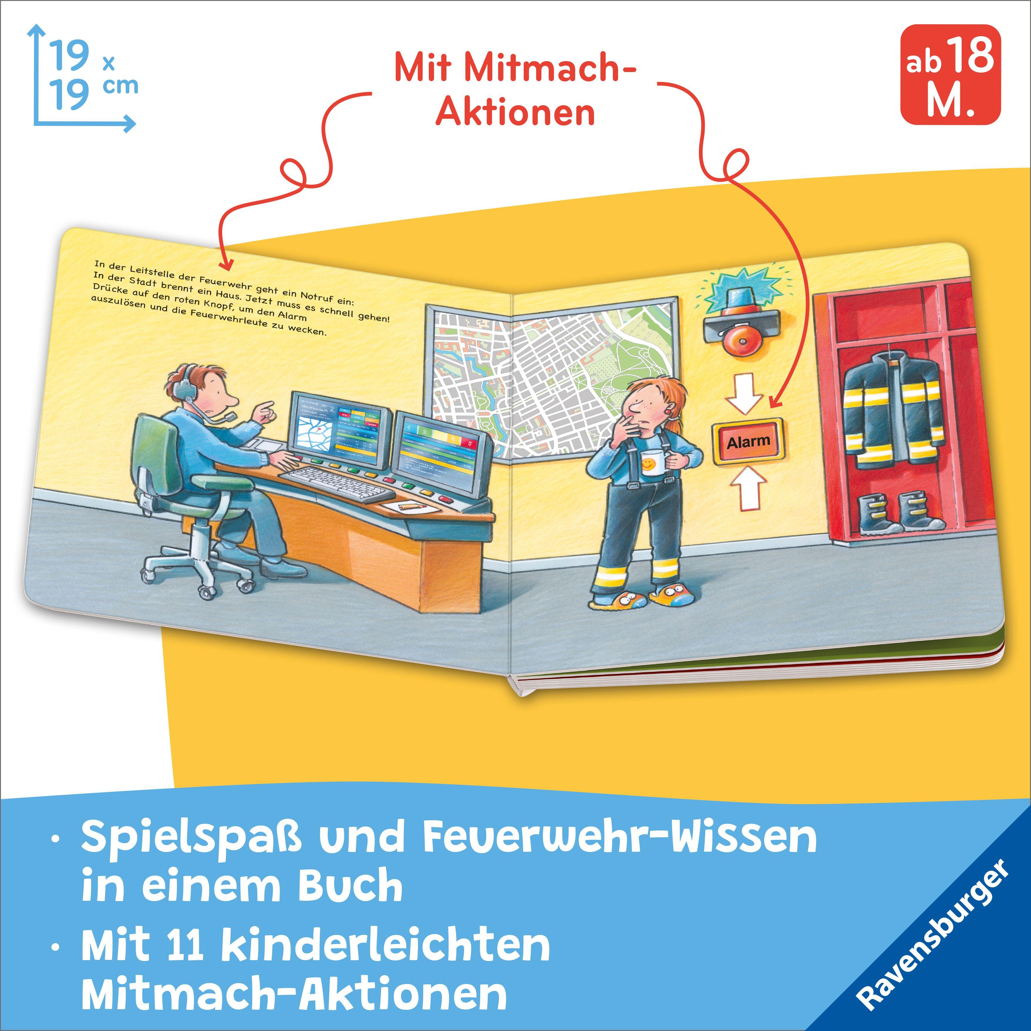 Beispielinhalt (Bild) Komm, hilf mit! Mein Feuerwehr-Mitmachbuch: Spielbuch, Vorlesebuch für Kinder ab 18 Monaten