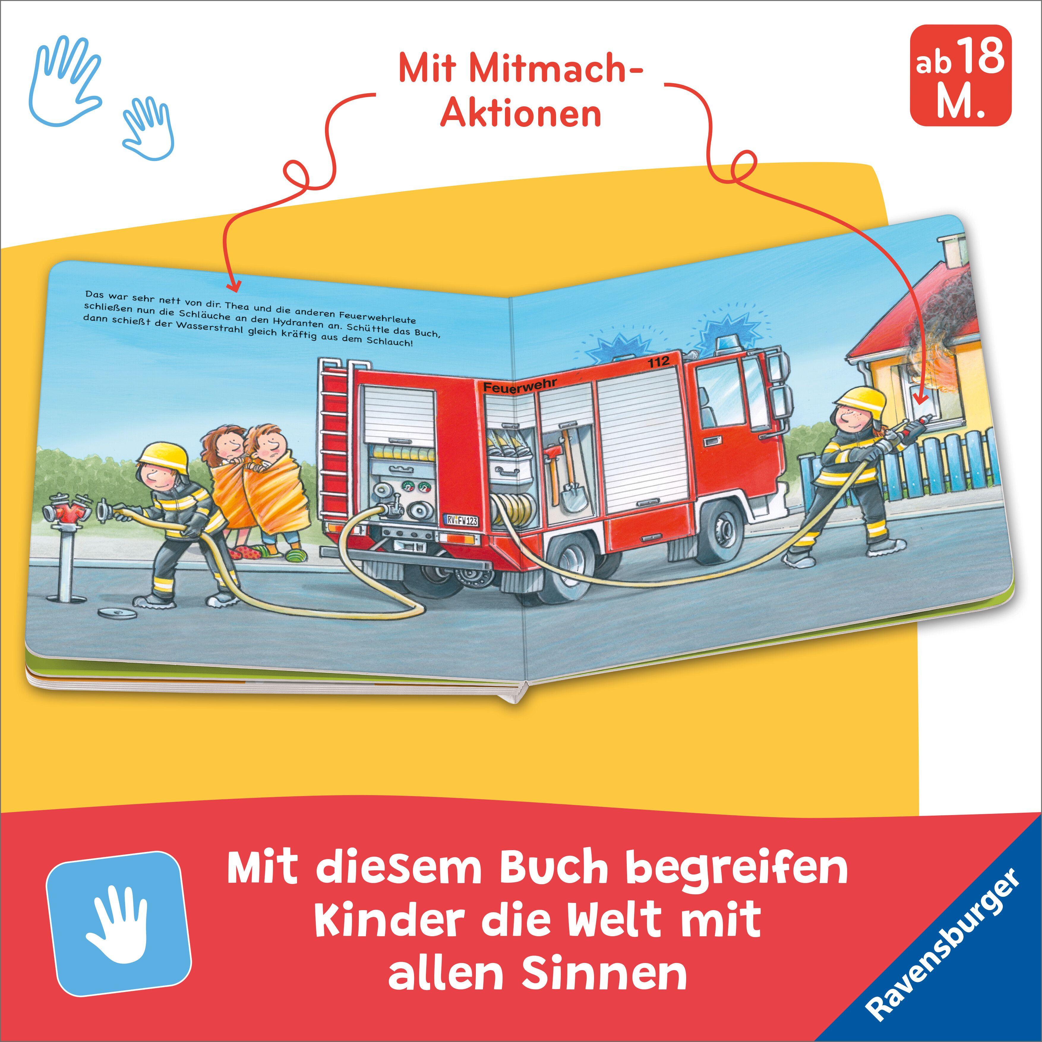 Beispielinhalt (Bild) Komm, hilf mit! Mein Feuerwehr-Mitmachbuch: Spielbuch, Vorlesebuch für Kinder ab 18 Monaten