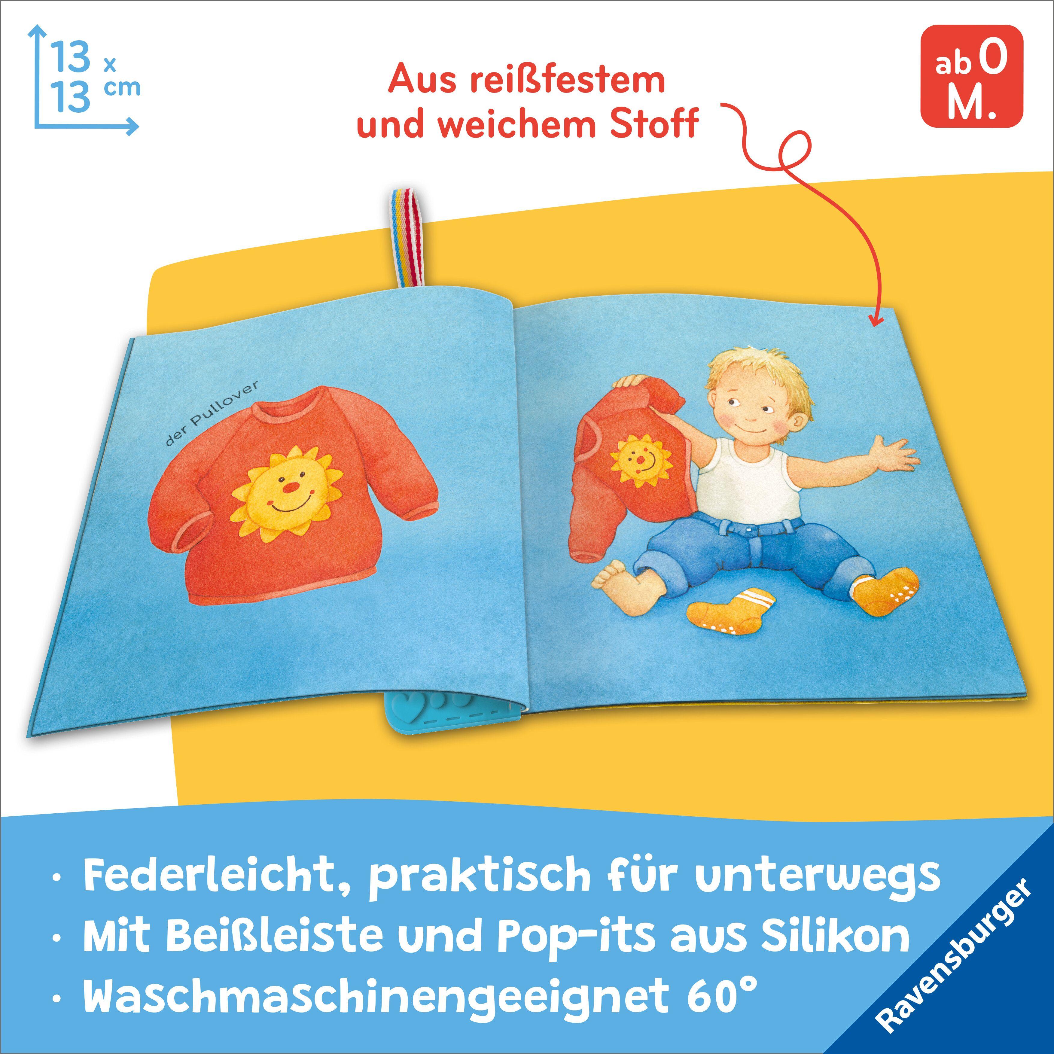 Beispielinhalt (Bild) Mein Knuddel-Knautsch-Buch: flip&pop. Meine Welt (mit Pop-it Beißleiste); weiches Stoffbuch, waschbares Badebuch, Babyspielzug ab 0 Monate, Sensorik Spielzeug aus Silikon