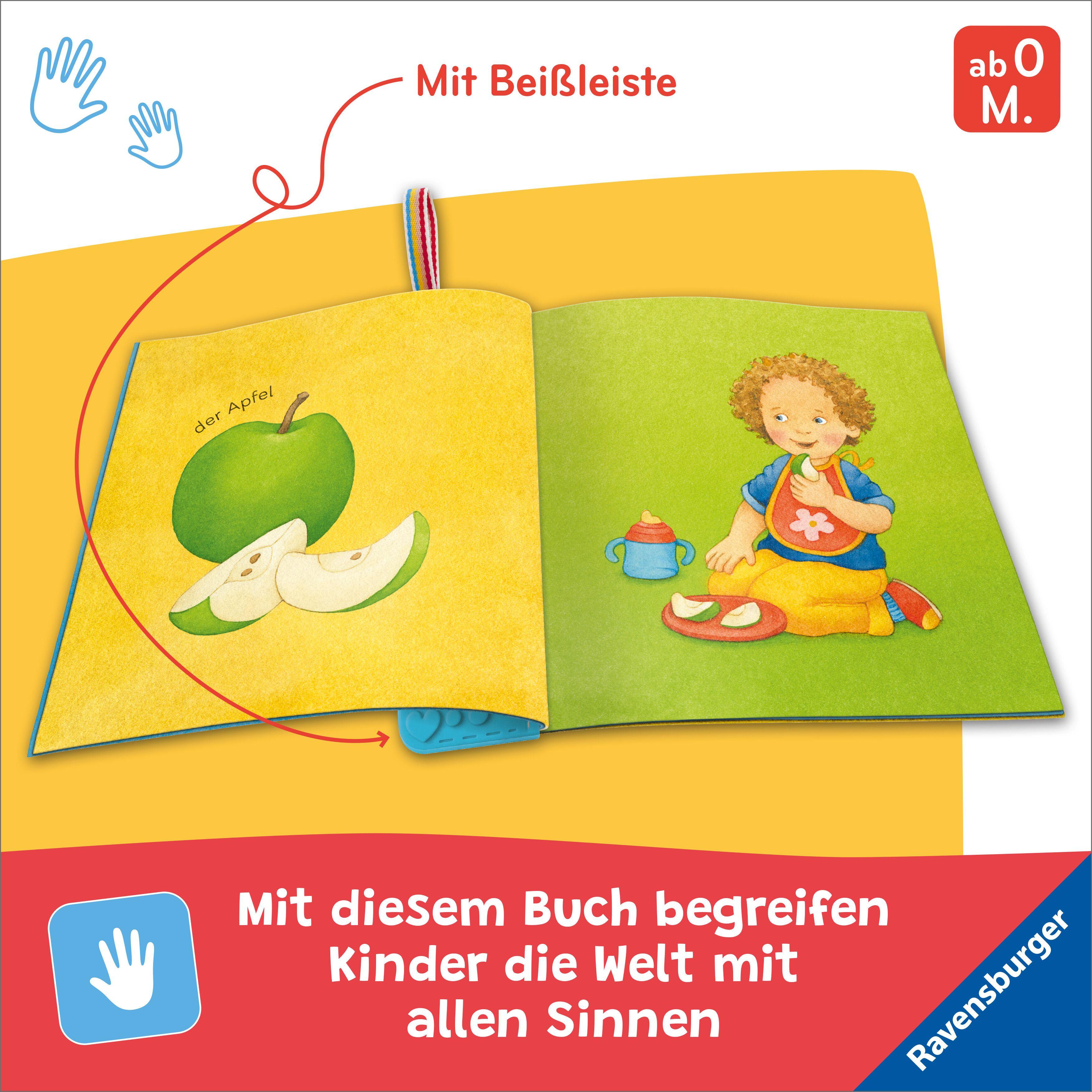 Beispielinhalt (Bild) Mein Knuddel-Knautsch-Buch: flip&pop. Meine Welt (mit Pop-it Beißleiste); weiches Stoffbuch, waschbares Badebuch, Babyspielzug ab 0 Monate, Sensorik Spielzeug aus Silikon