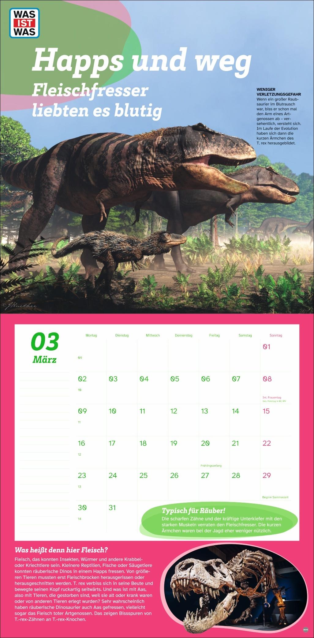 Beispielinhalt (Bild) WAS IST WAS Dinosaurier Broschurkalender 2026